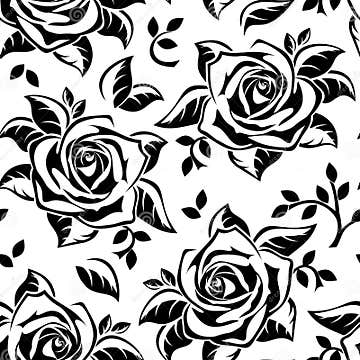 Vector Sseamless Pattern with Roses Silhouettes. Stock Vector ...