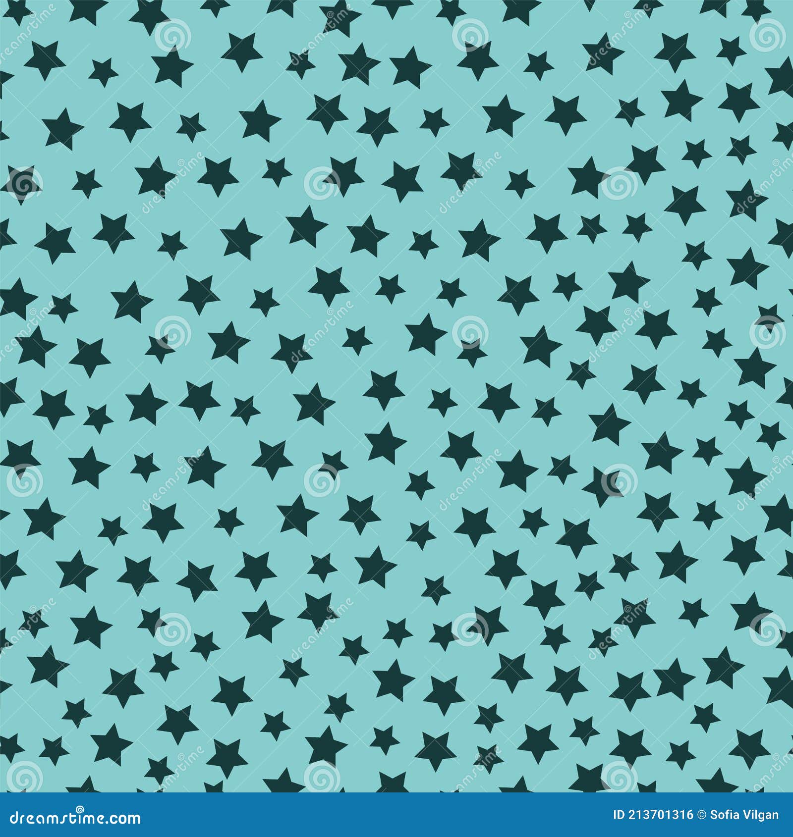 The Seamless Pattern with Black Stars on a Blue Background. Vector
