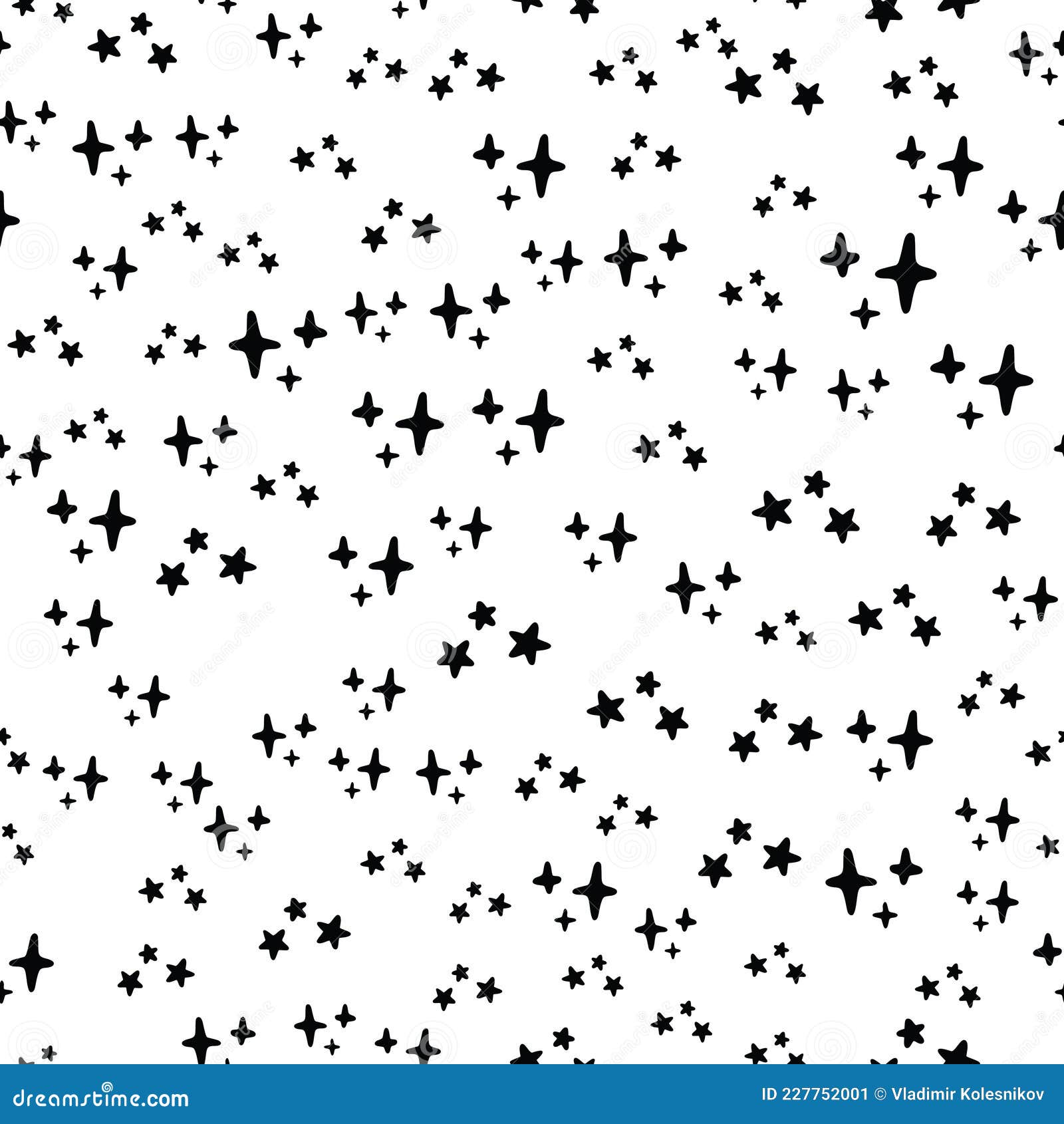 Seamless Pattern with Black Stars on a White Background. Stock Vector