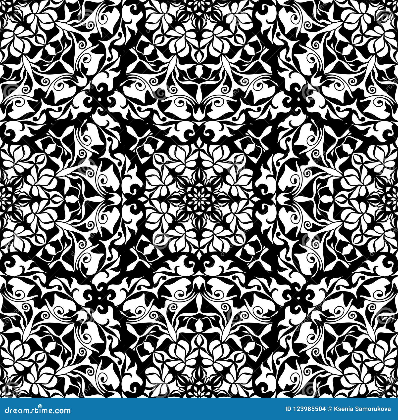 Seamless Pattern. Black and White Background Stock Vector