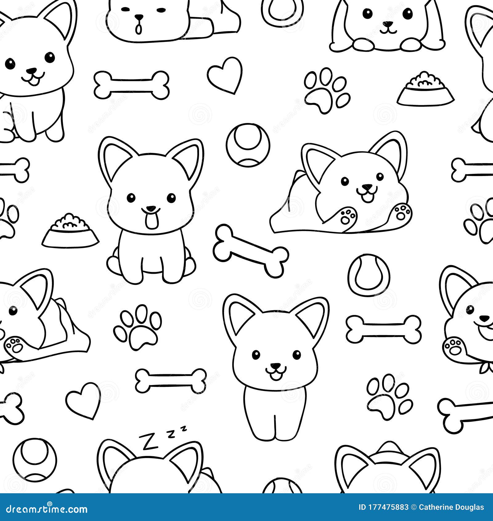 Coloring Page Printable instant download PNG files 300 dpi Princess with pets doodle clipart set3