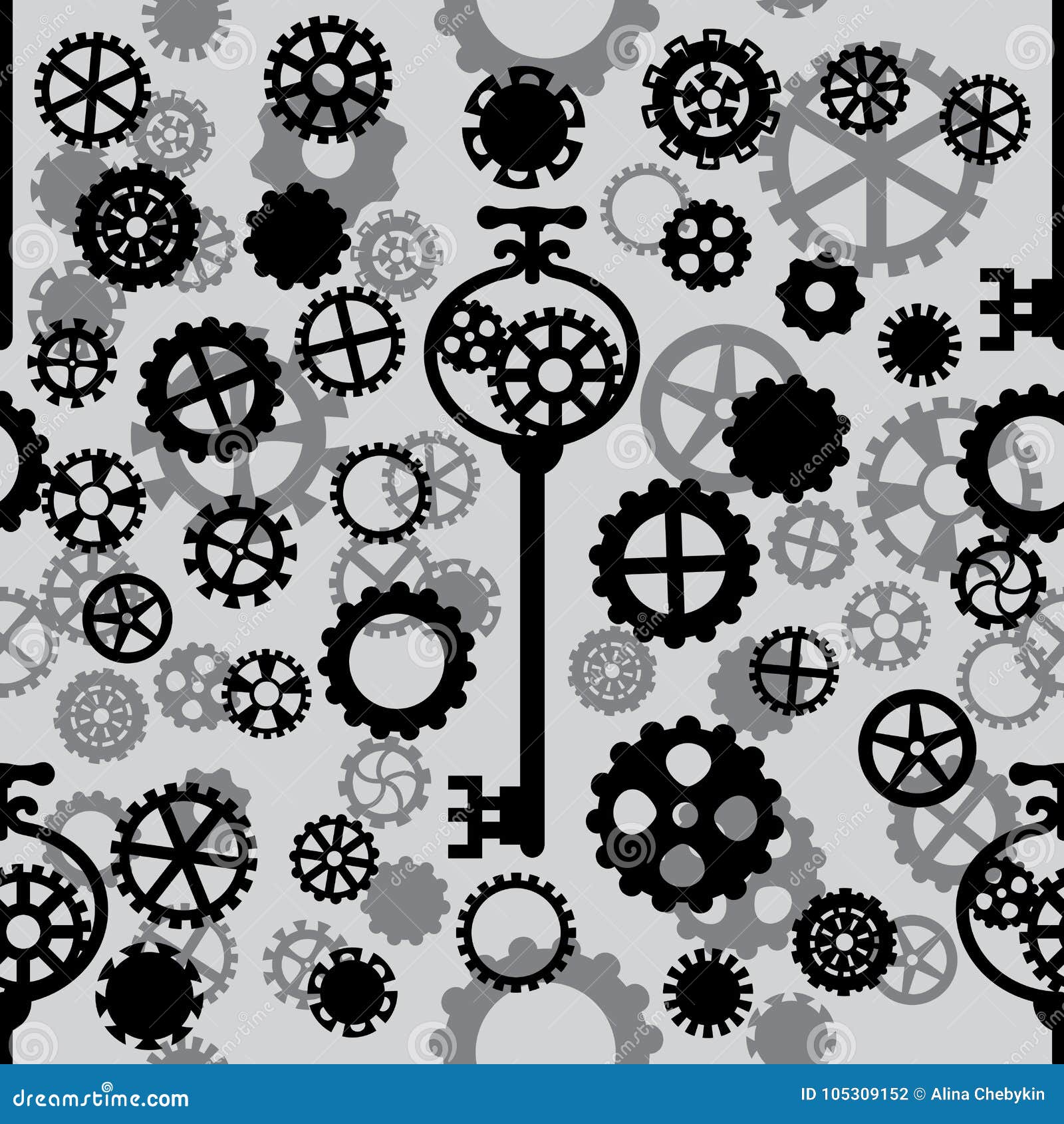 seamless pattern with black and gray gears