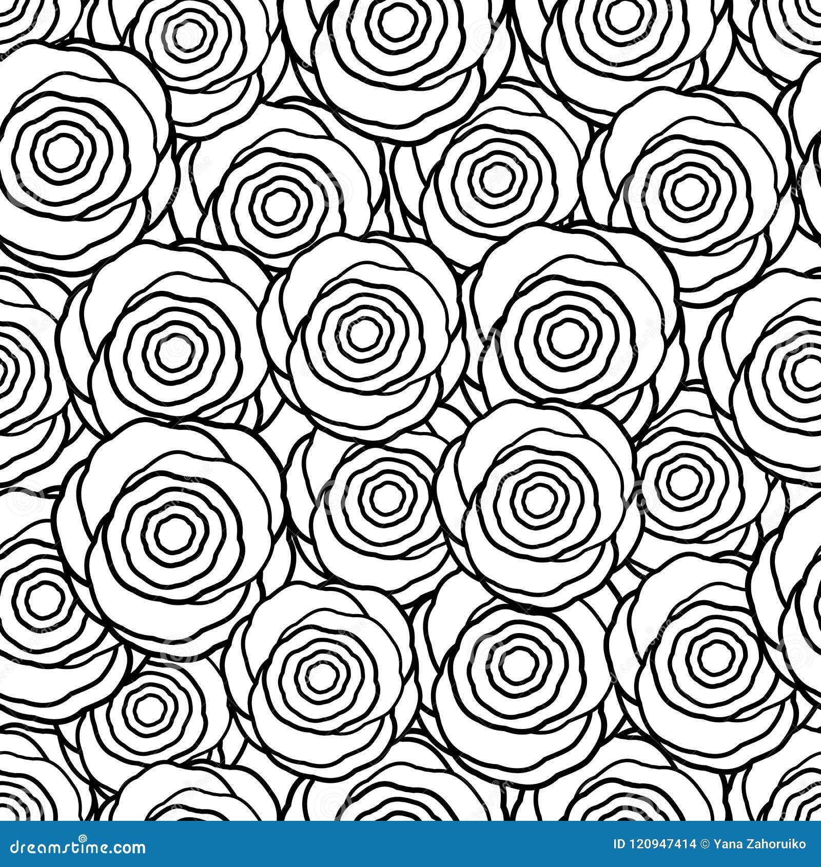 Seamless Pattern with Black and White Roses on the White Background ...