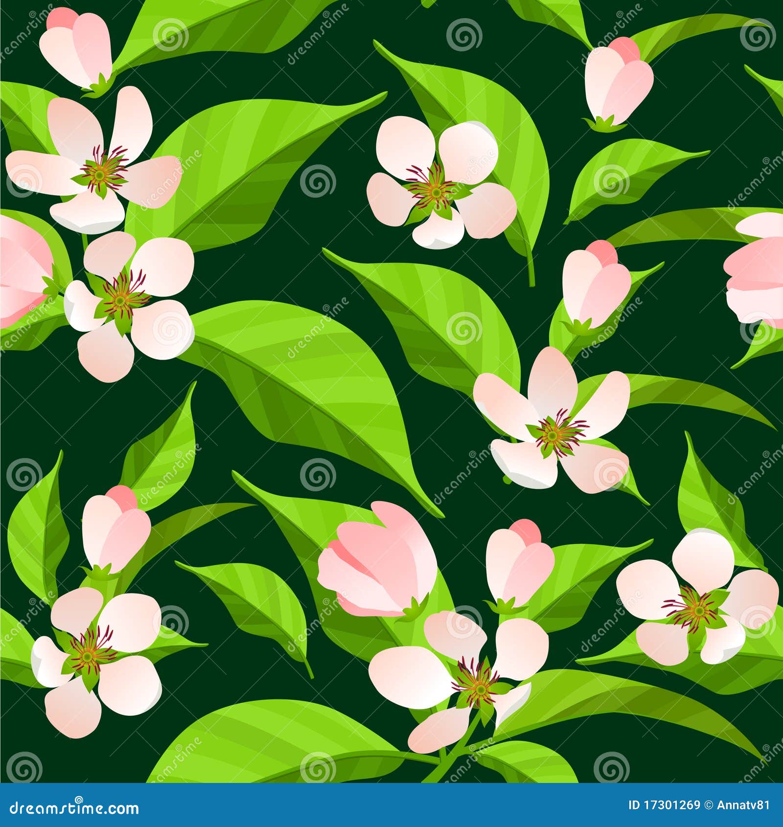 Seamless Pattern with Blossoming Branches Stock Vector - Illustration