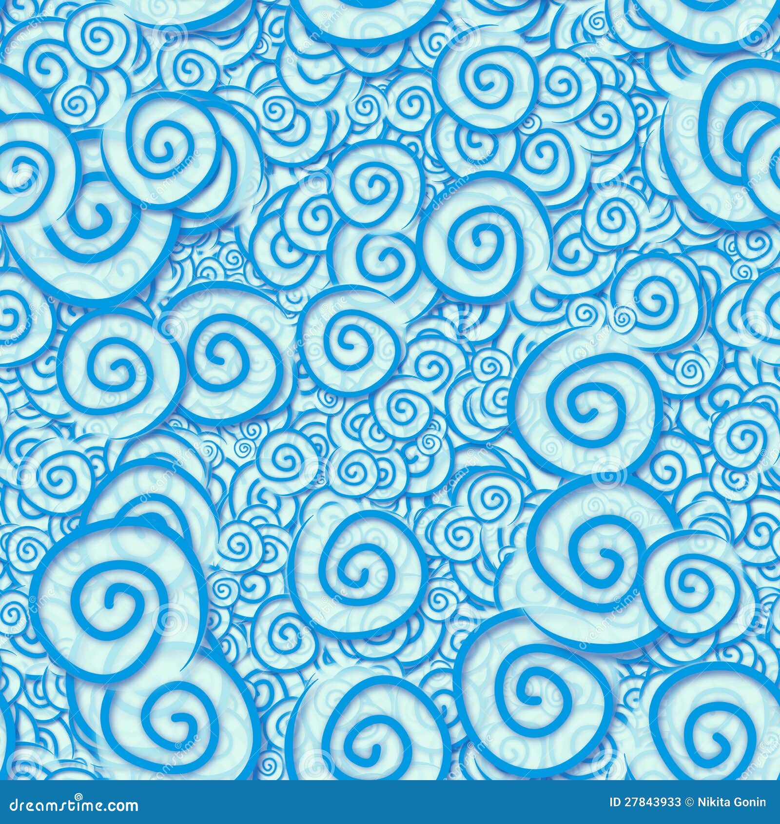 Seamless Pattern Blue Cyan Curles Stock Illustration - Illustration of ...