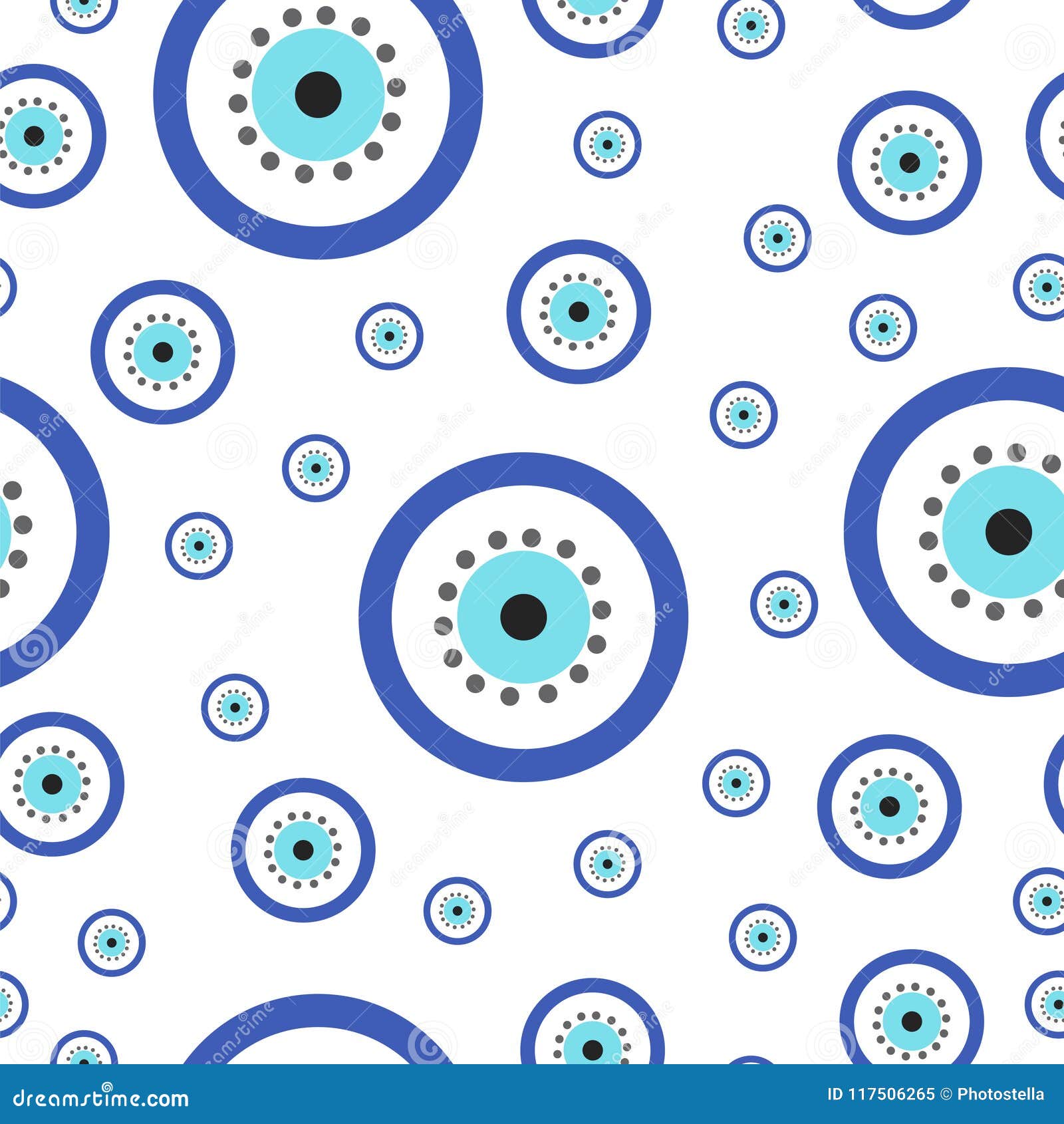 Seamless Pattern with Blue Evil Eye Vector Stock Vector - Illustration ...