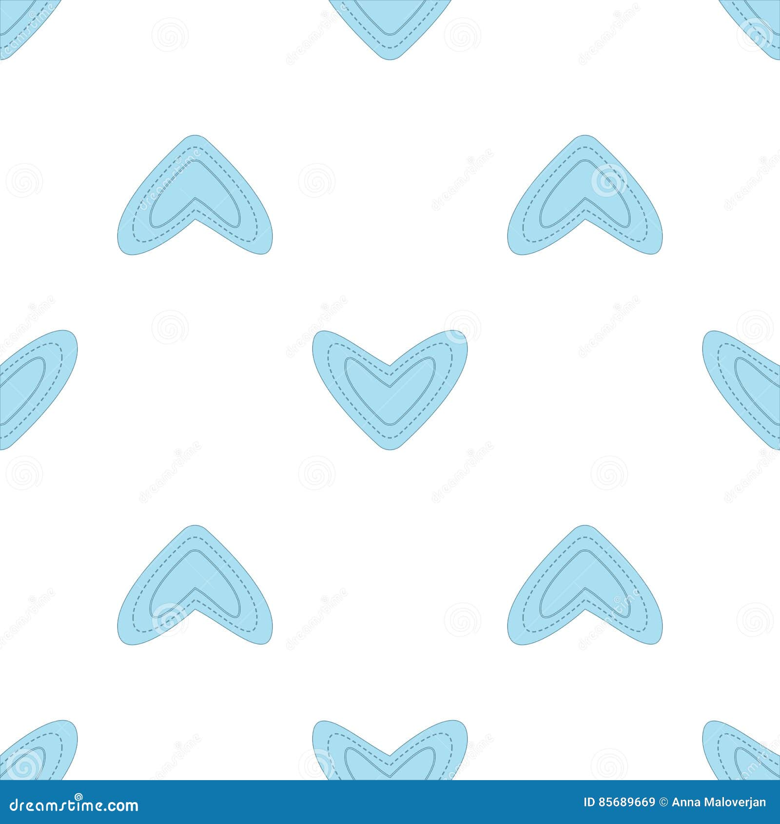 Seamless Pattern with Blue Hearts Stock Vector Illustration of
