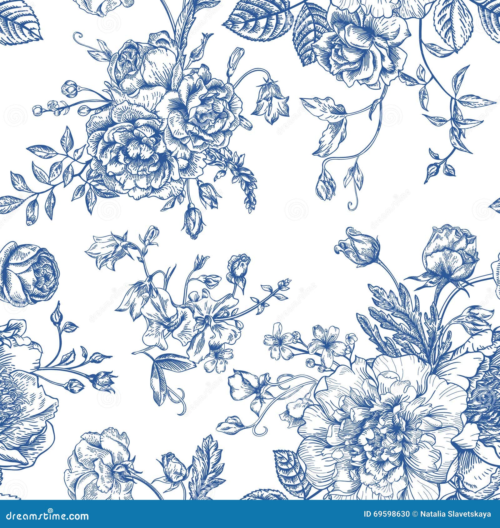 seamless pattern with bouquet of flowers.