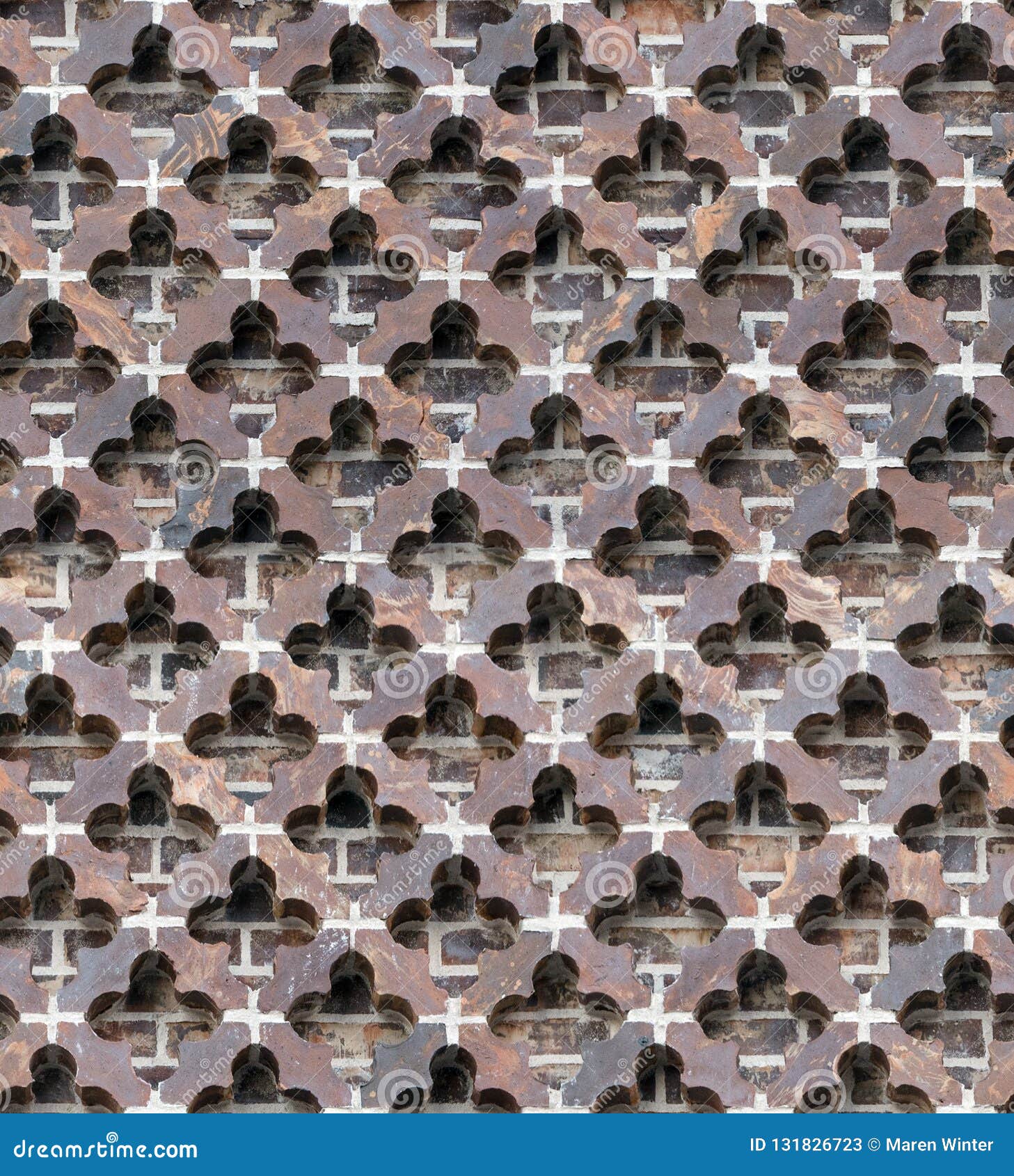 Seamless Pattern Brick Wall Texture With Gothic Quatrefoil