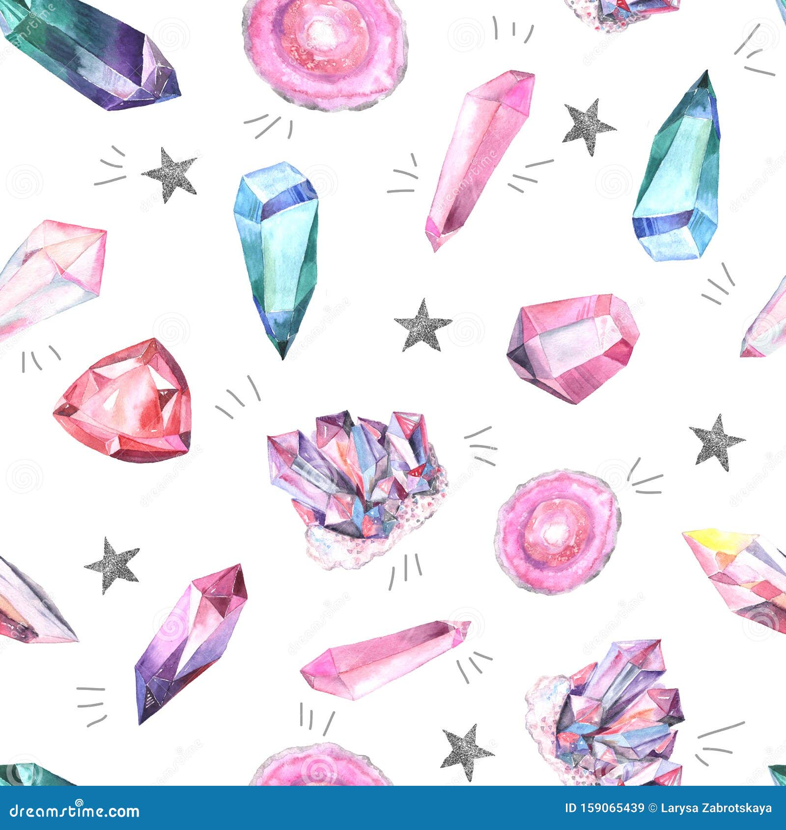 seamless pattern with gems and crystals