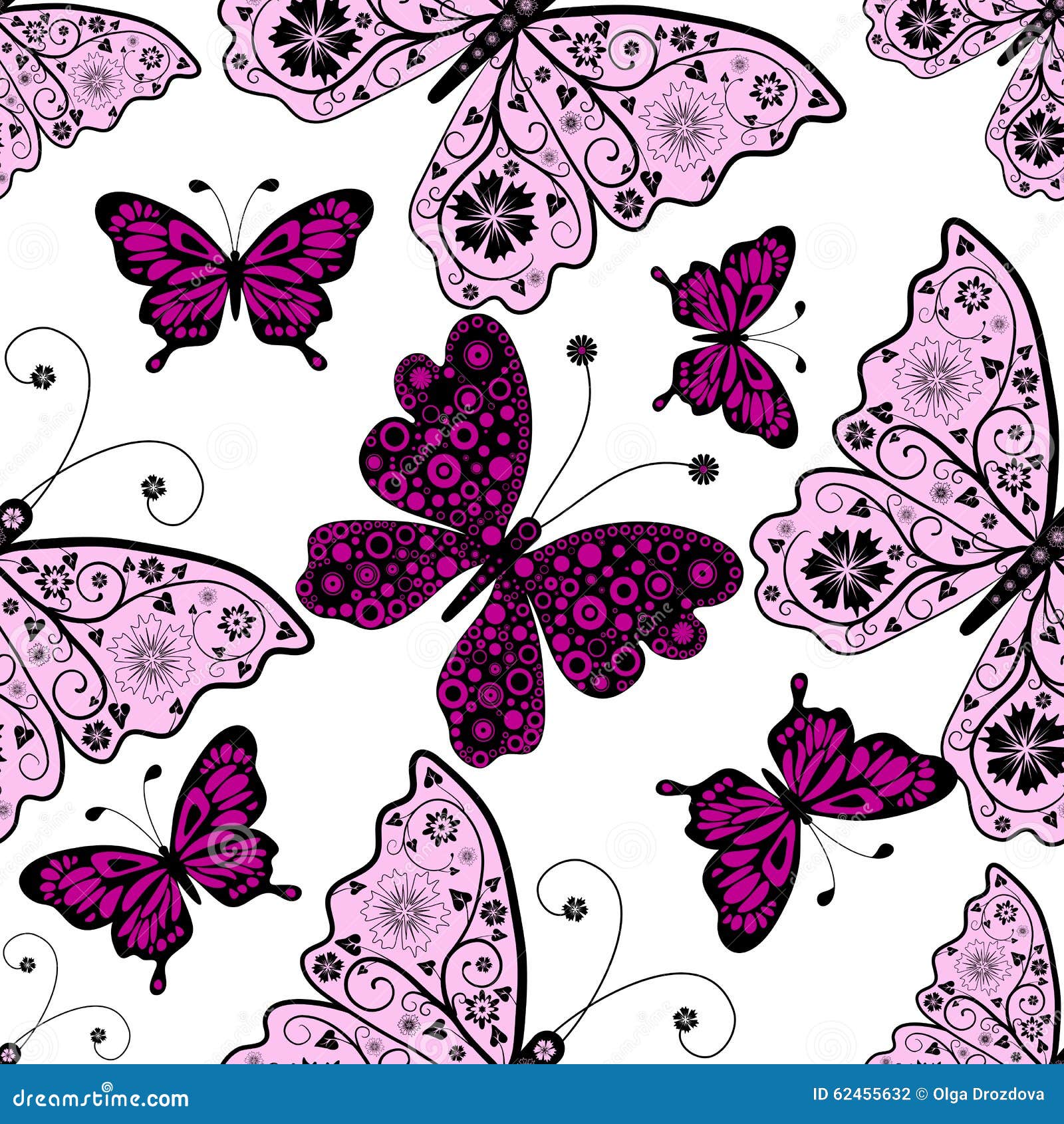 Seamless Pattern with Butterflies Stock Vector - Illustration of grungy ...