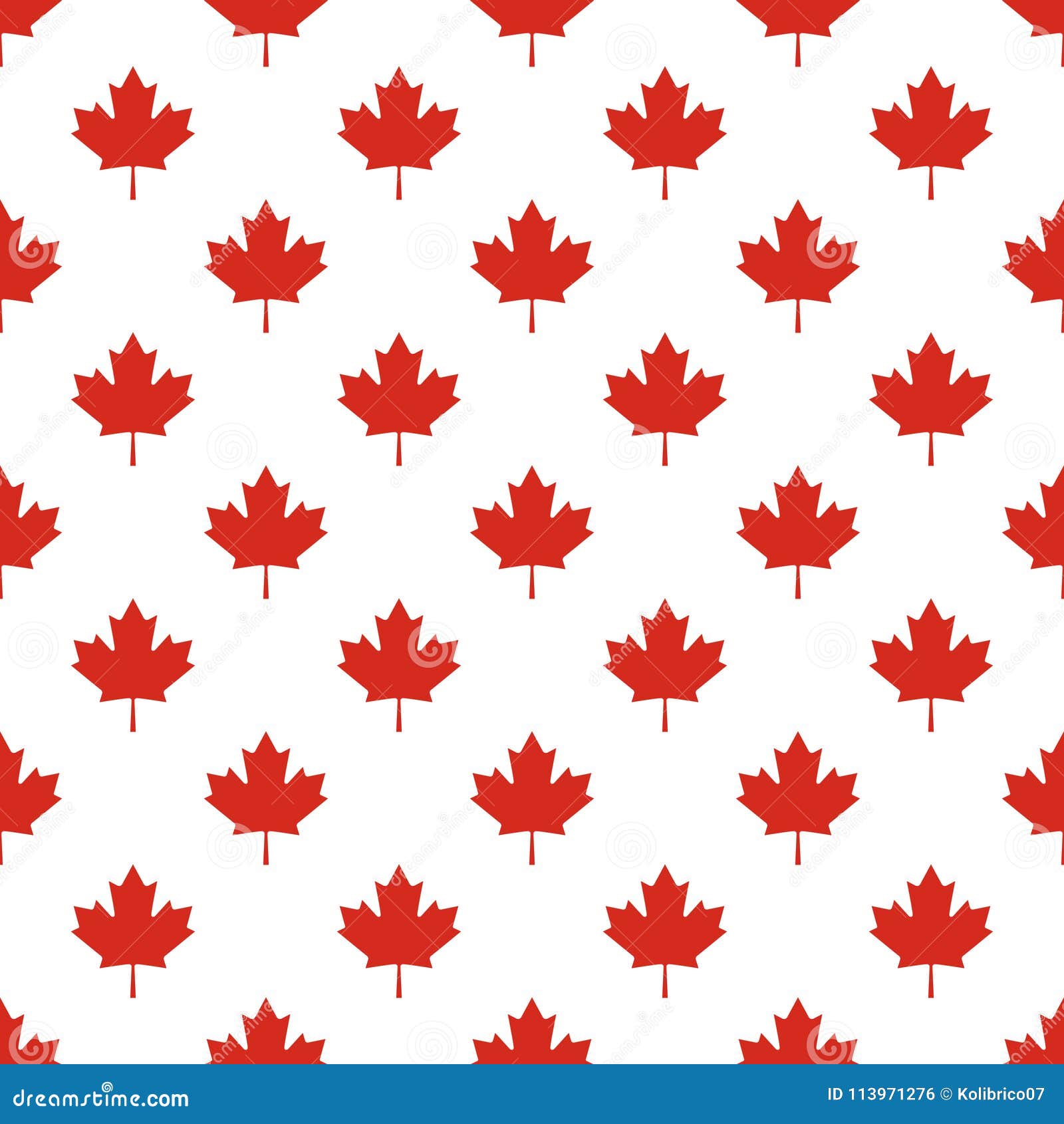 Seamless Pattern of Canada Country Flag Symbol Maple Leaf. Stock Vector