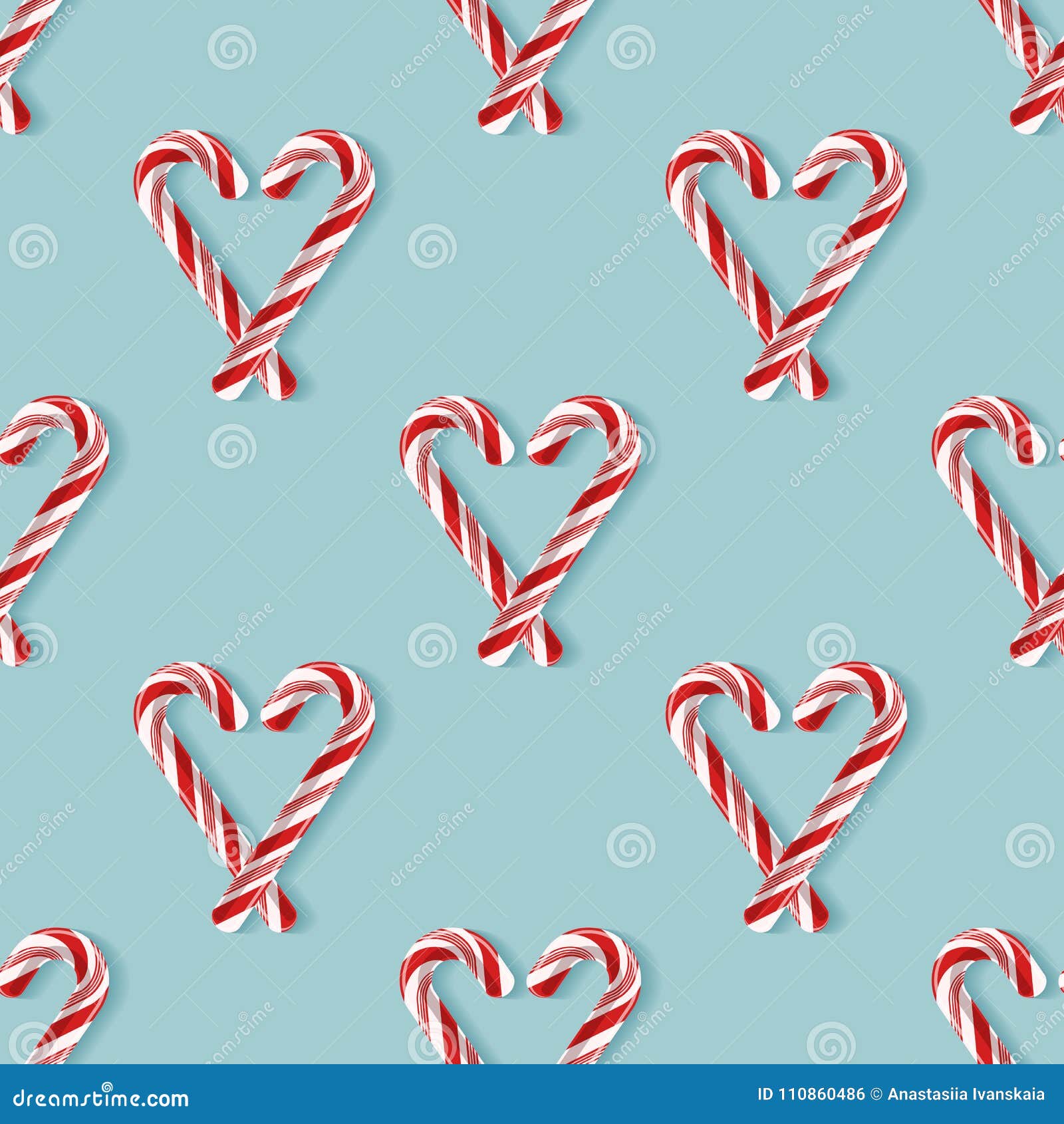 Seamless Pattern with Candy Cane Hearts Stock Vector Illustration of