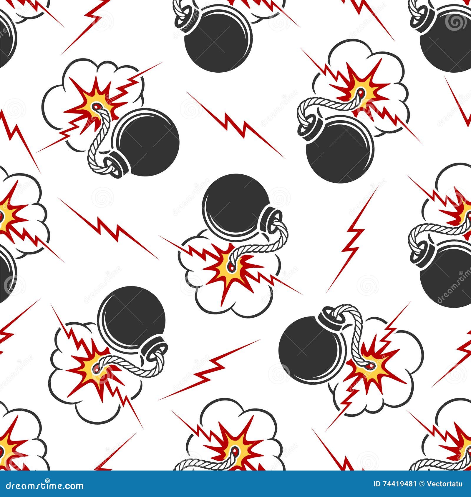 Seamless Pattern with Cartoon Bombs Stock Vector - Illustration of bomb ...