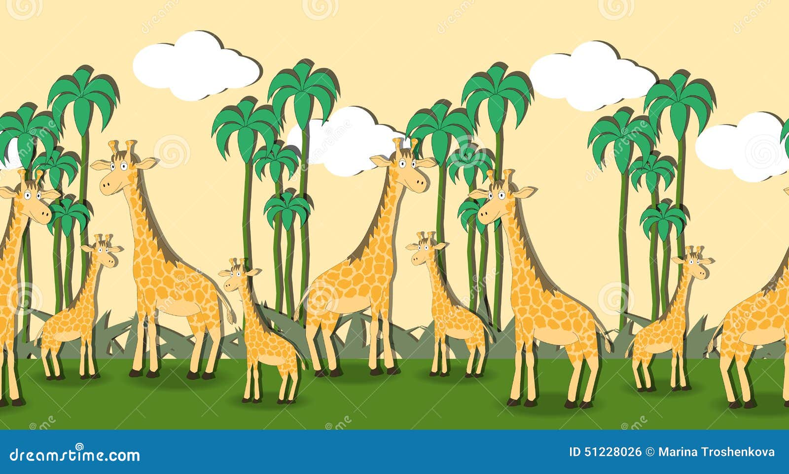 seamless pattern with cartoon giraffes