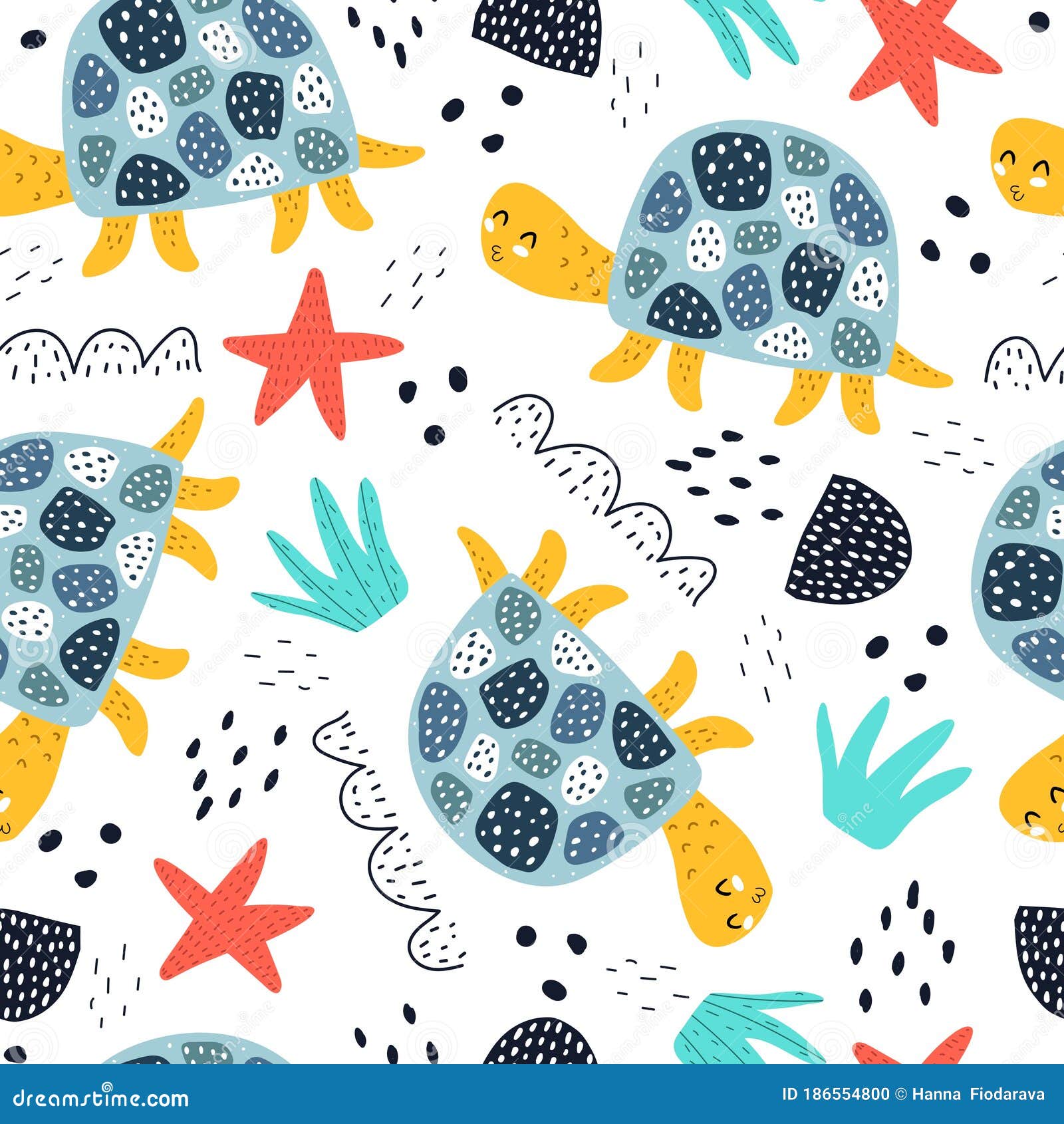 seamless pattern with cartoon turtles, decor s. animal theme.  . colorful flat style. hand drawing.