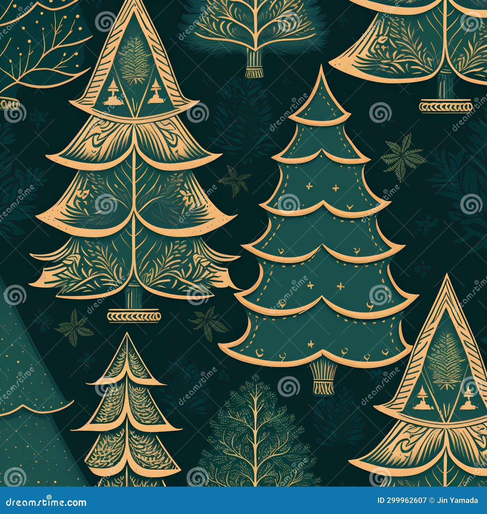 Seamless Pattern with Christmas Trees. Vector Illustration in Vintage Style Stock Illustration