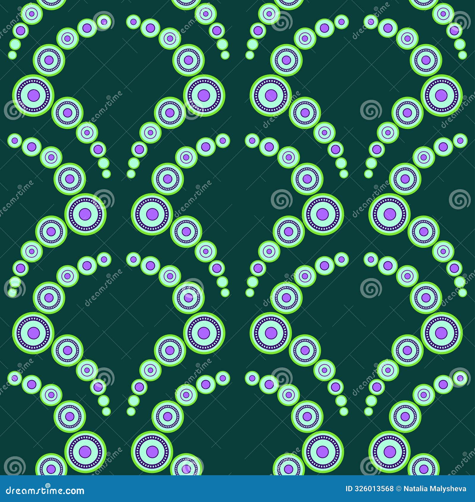 seamless pattern in classic style with light green circles on dark green backgpound. many rings