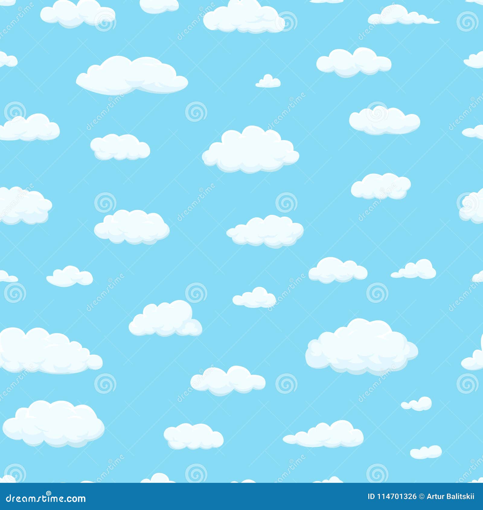 seamless pattern. clouds of different s in the sky for your web site , ui, app. meteorology and atmosphere in