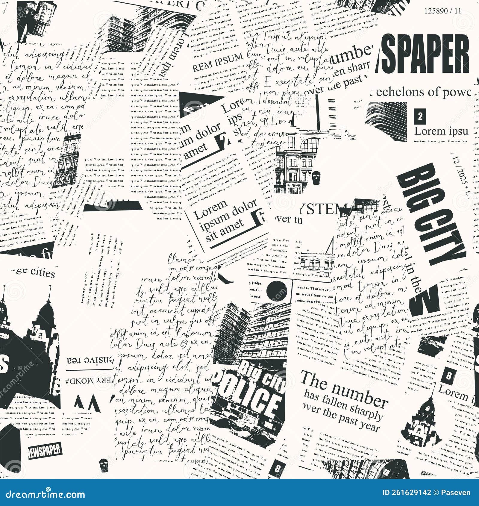 Newspaper Collage Fabric, Wallpaper and Home Decor