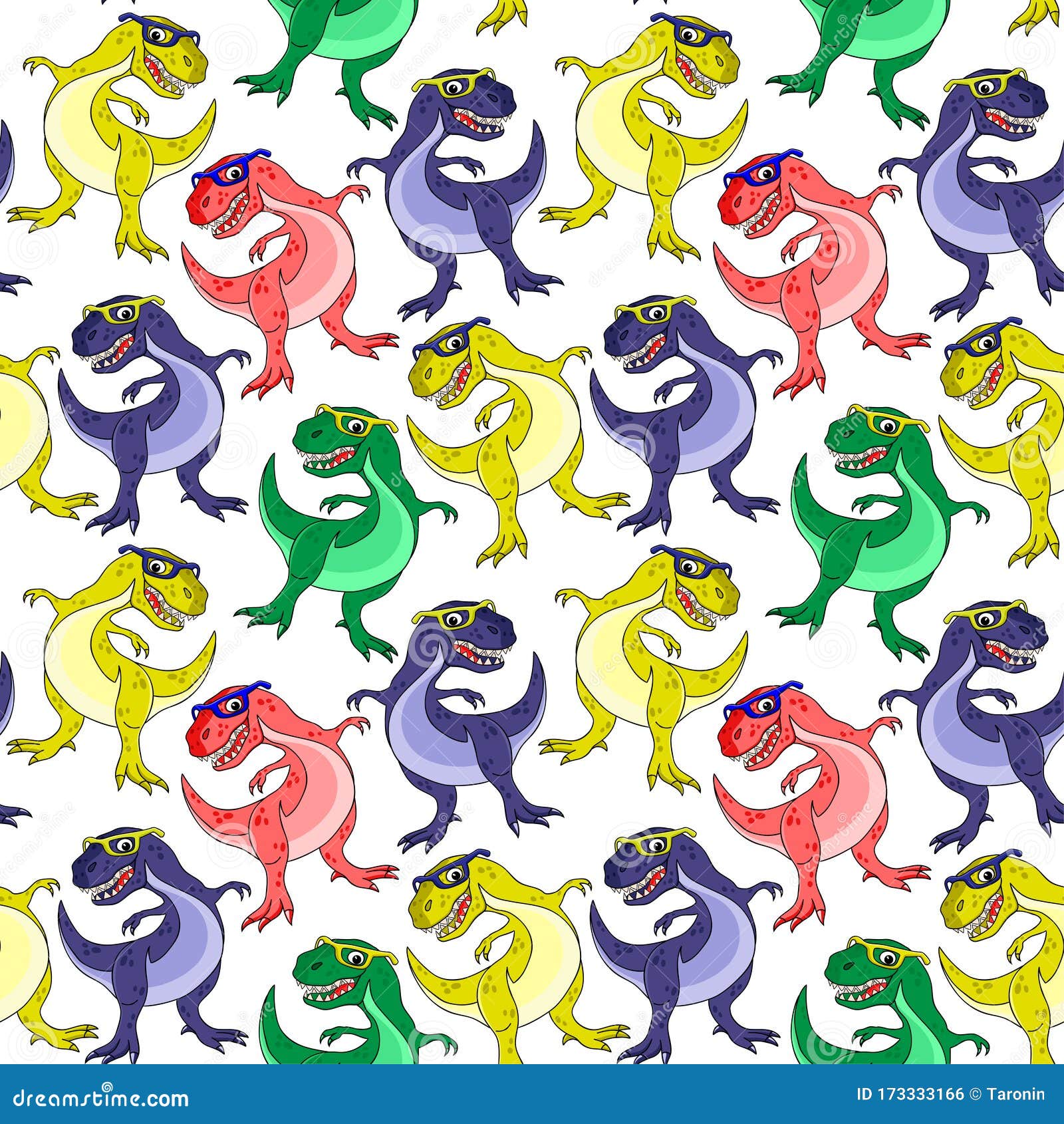 Seamless Pattern with Colored Dinosaurs. Stock Vector - Illustration of ...