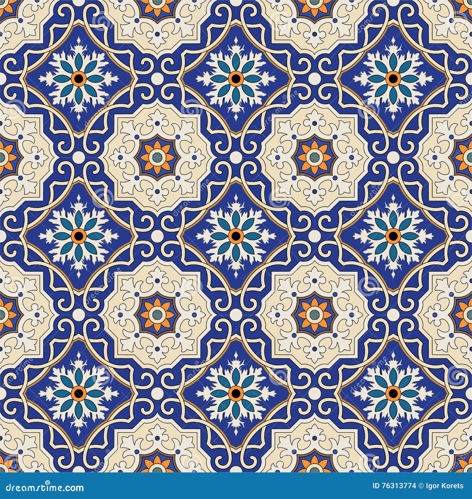 seamless pattern from colorful floral moroccan, portuguese tiles, azulejo, ornaments.