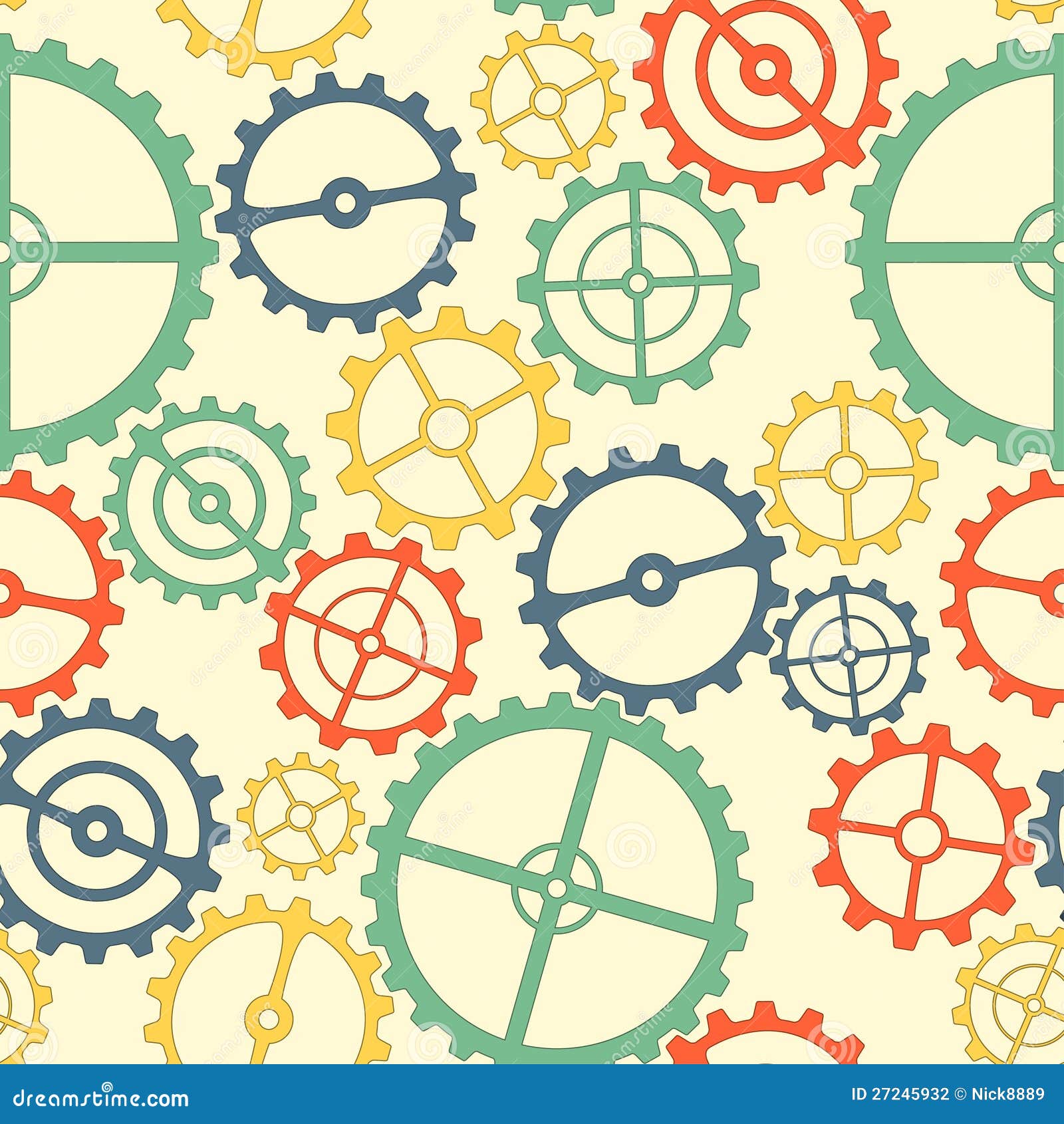 Seamless Pattern. Colorful Gears Stock Vector Illustration of gear