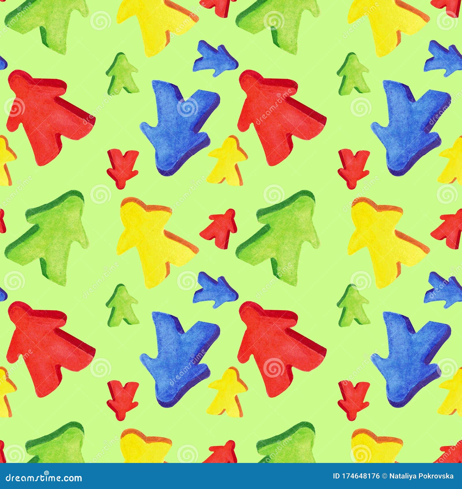 Multicolor Meeples Vector Illustration Stock Illustration