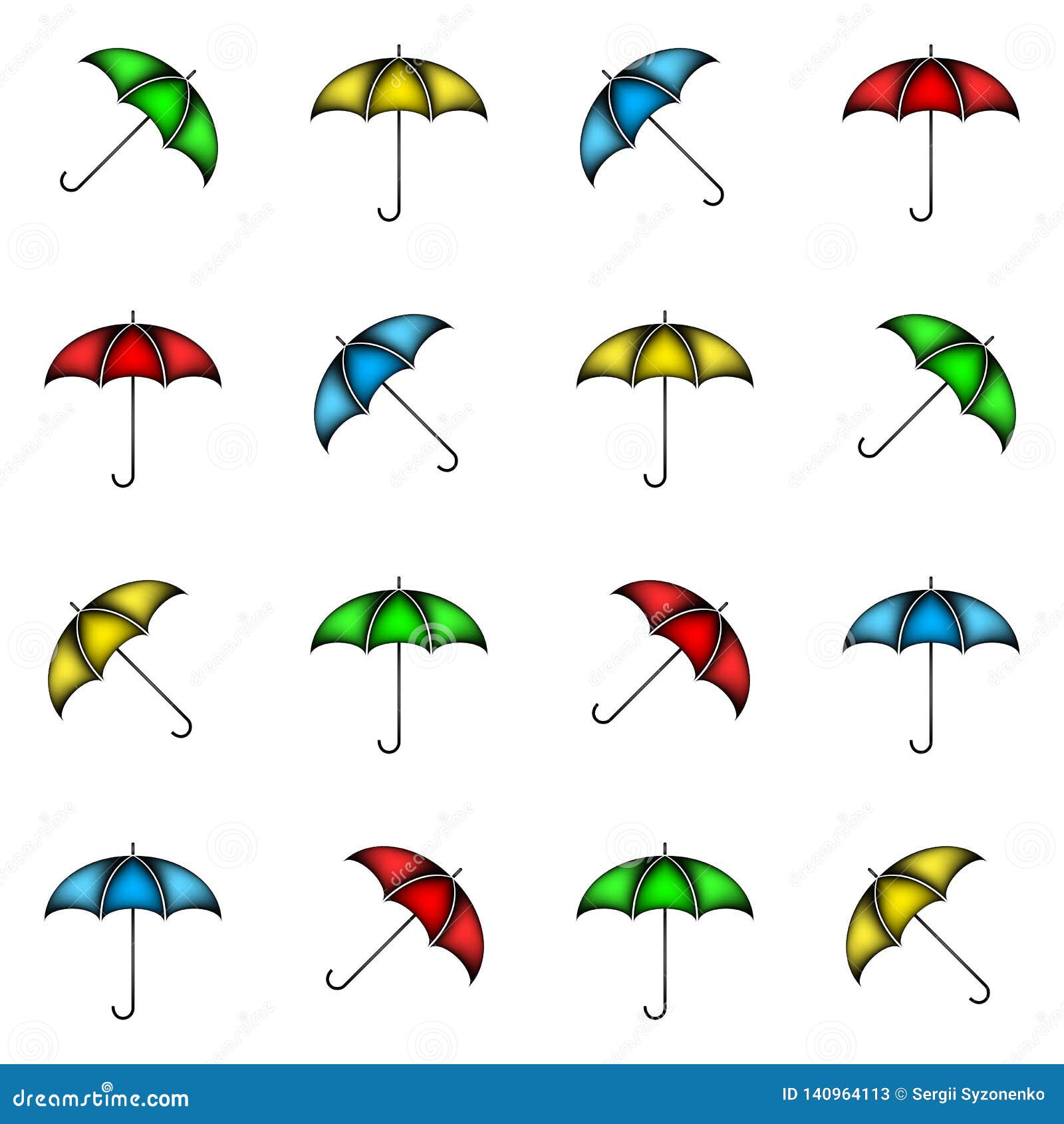 Seamless Pattern of Colorful Umbrellas, Background Stock Illustration