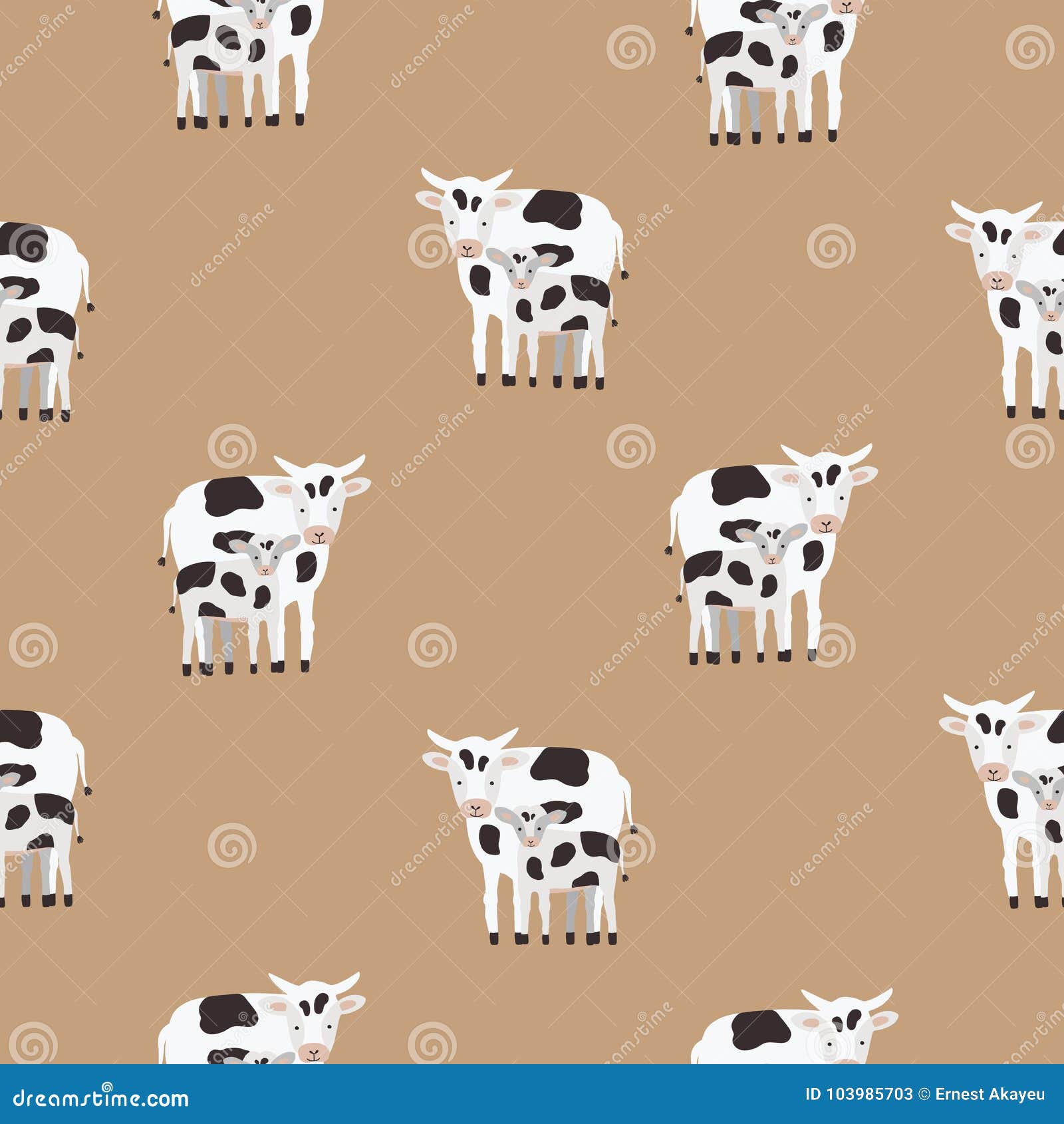 Cute and Colorful Cow Pattern Background Stock Illustration