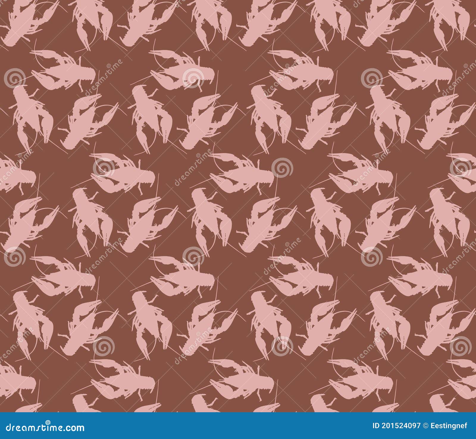 Seamless Pattern with Crayfish. Endless Crawfish Background Stock