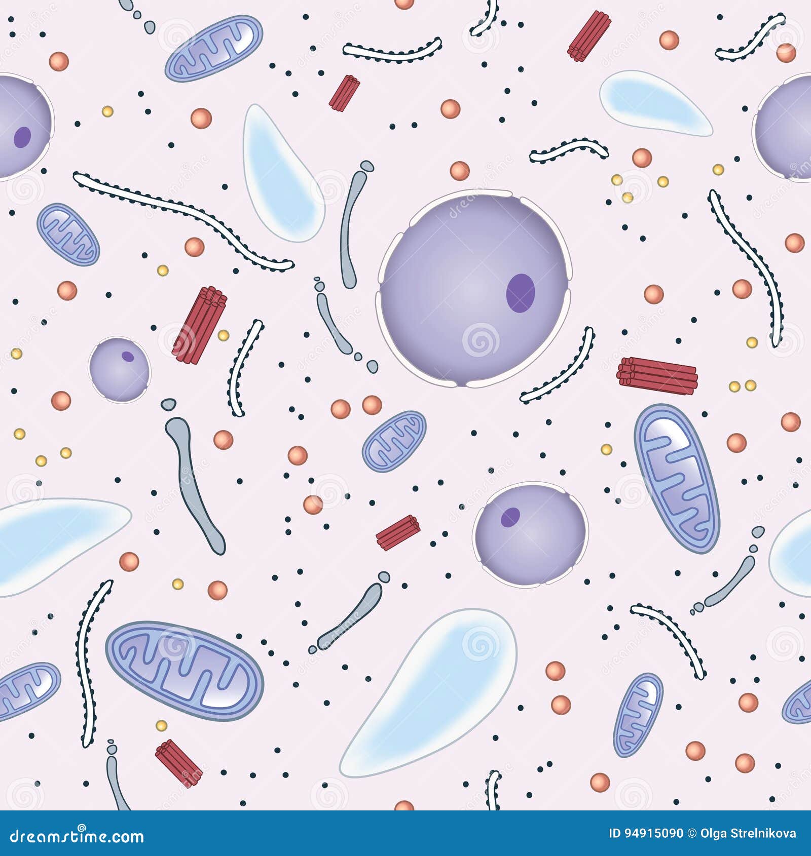 Seamless Pattern Crosssection of Mushroom Cell. Biology Stock Vector