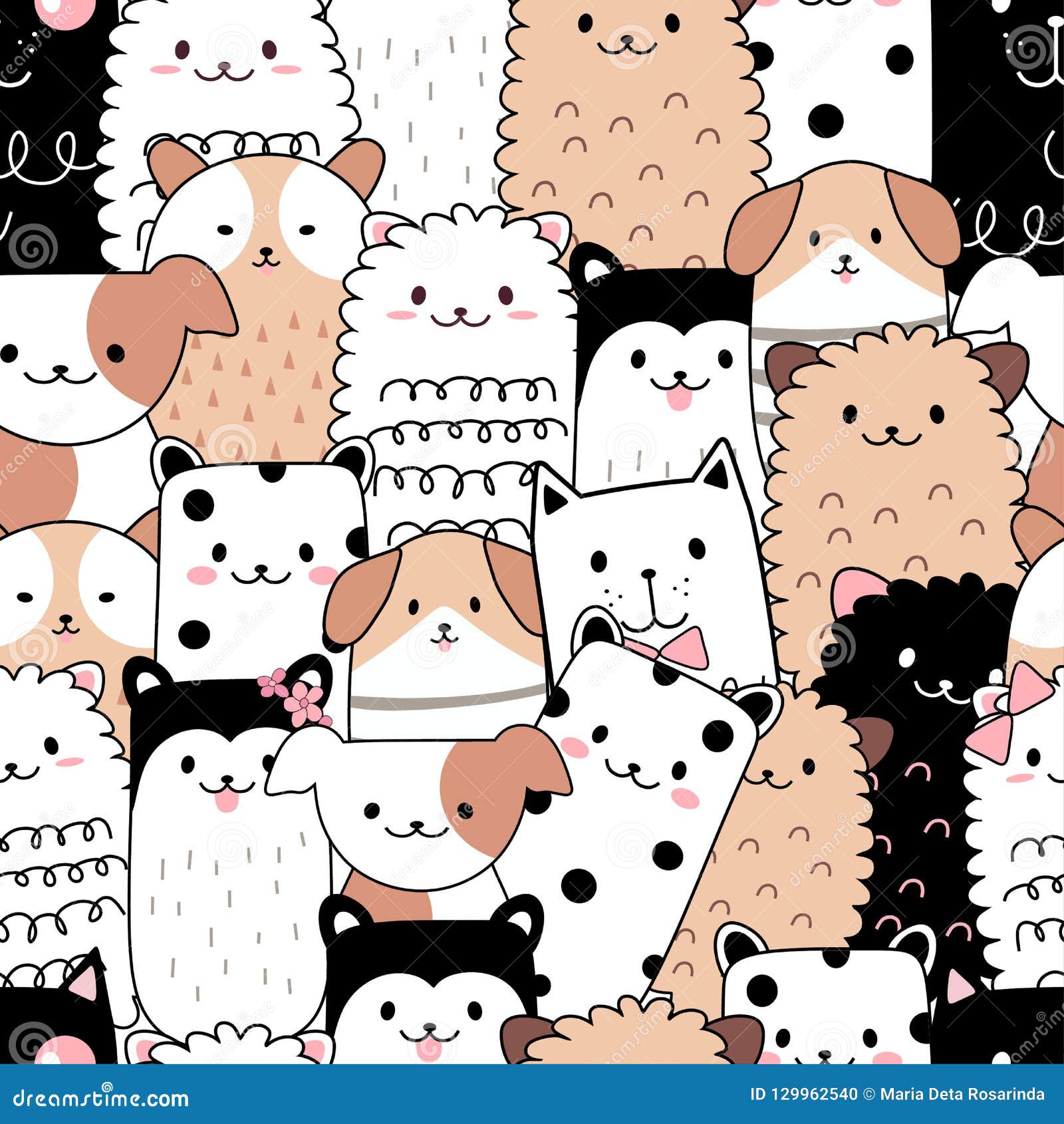 Seamless Pattern Cute Animal Cartoon Stock Vector ...