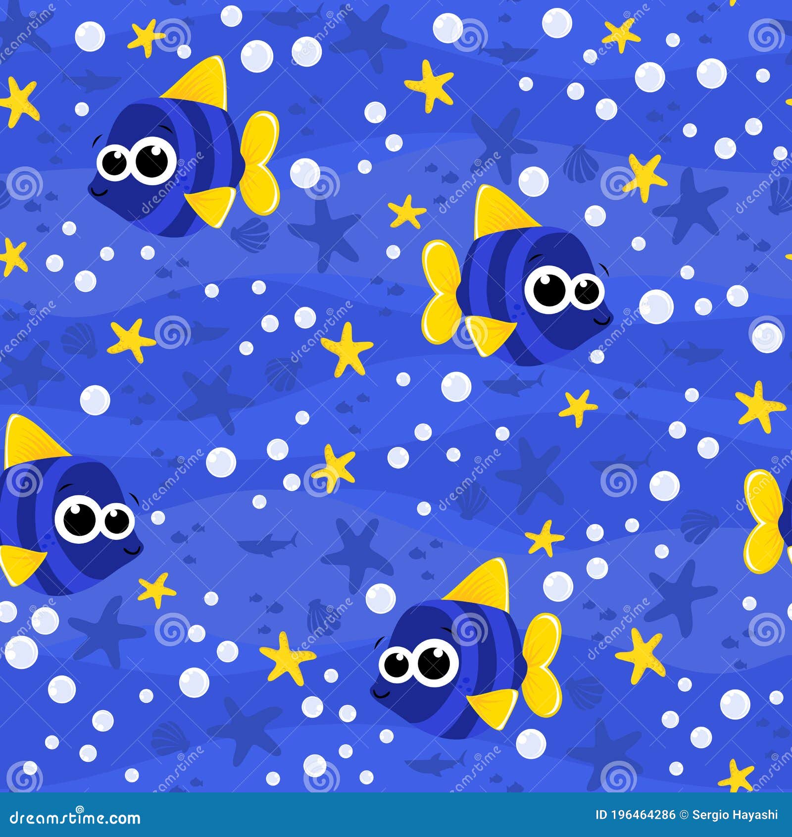 Download Seamless Pattern With Cute Baby Fish Stock Vector ...