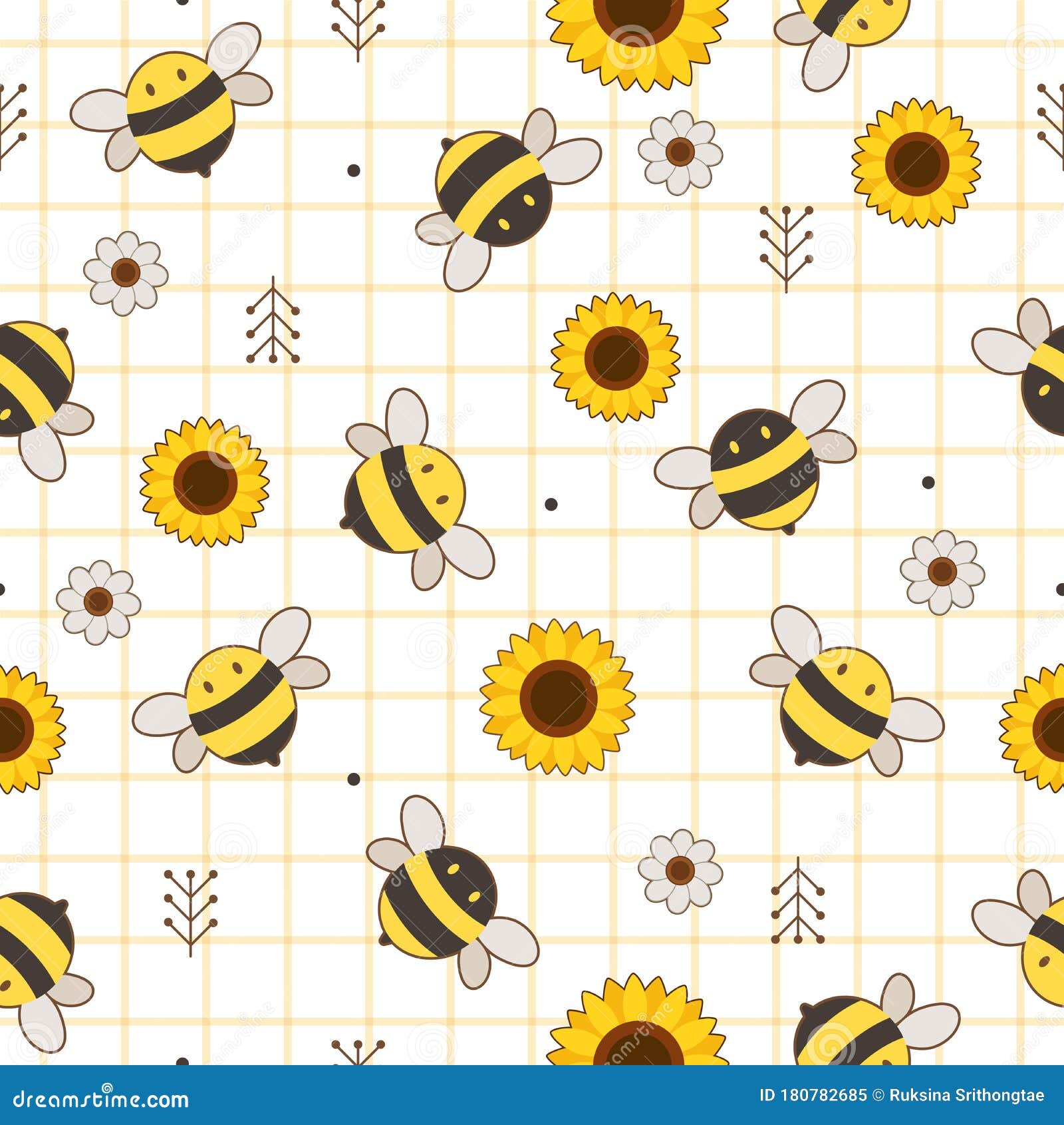 Seamless Pattern Cute Bee Flowers Can Stock Illustration 1754254271   Shutterstock