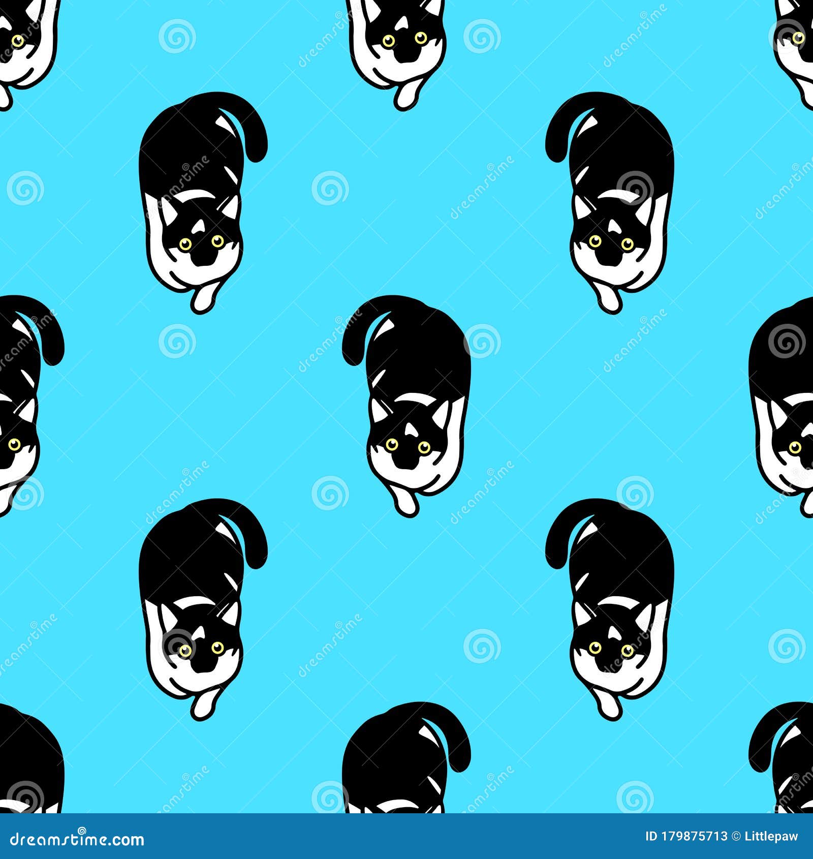Seamless Pattern with Cute Black and White Cats. Texture for Wallpapers
