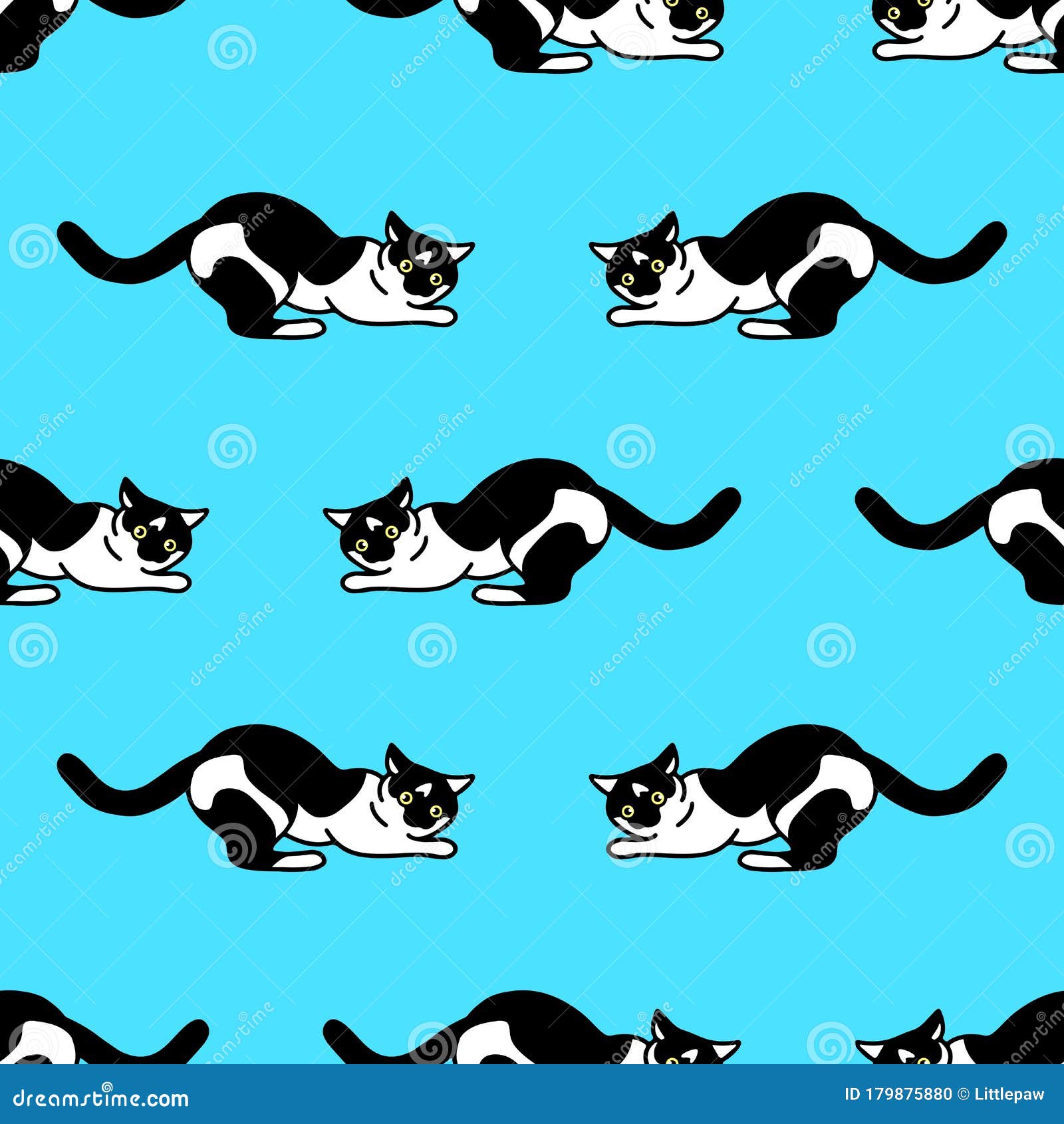 Seamless Pattern with Cute Black and White Cats. Texture for Wallpapers