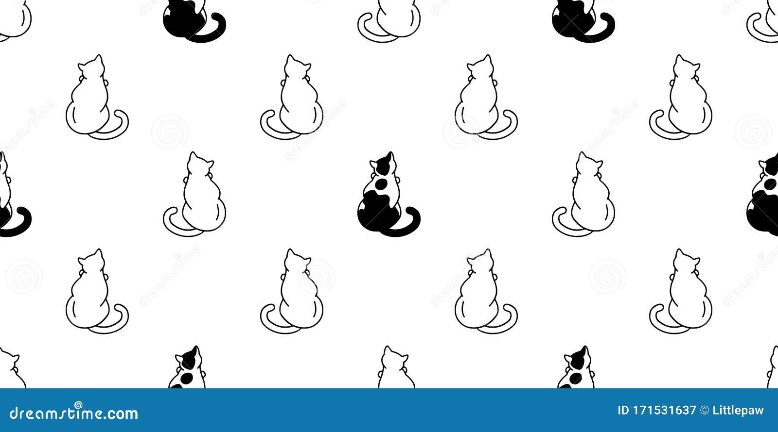 seamless pattern with cute black and white cats. texture for wallpapers, stationery, fabric, wrap, web page backgrounds,  il