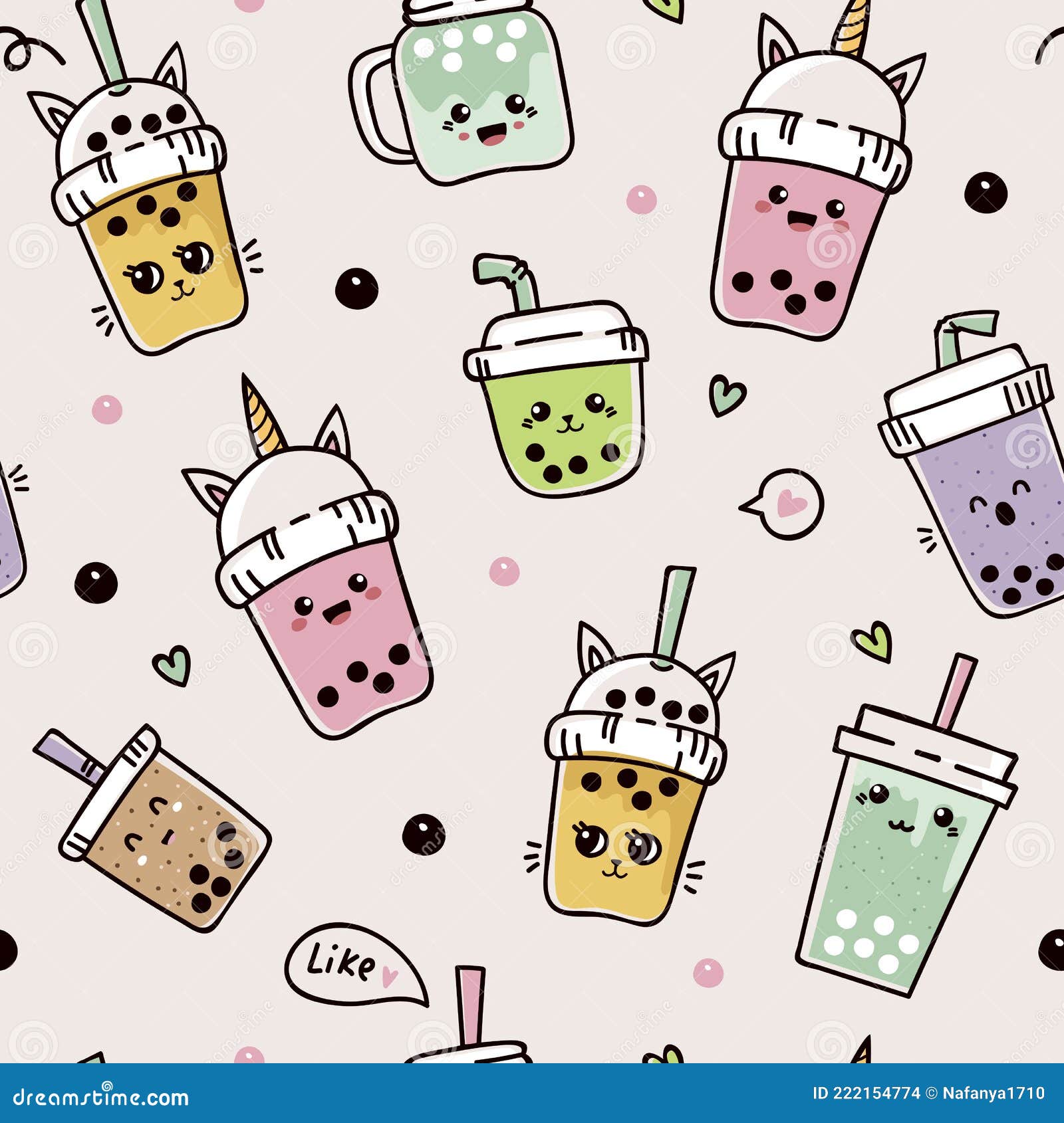 Postcard with kawaii bubble tea on a pink background Vector graphics  19857214 Vector Art at Vecteezy