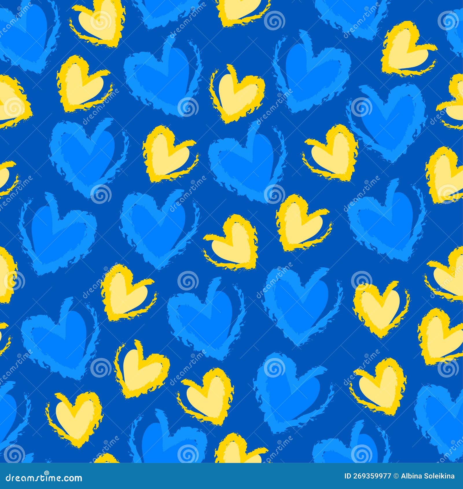 Cute seamless vector illustration pattern with blue hearts and