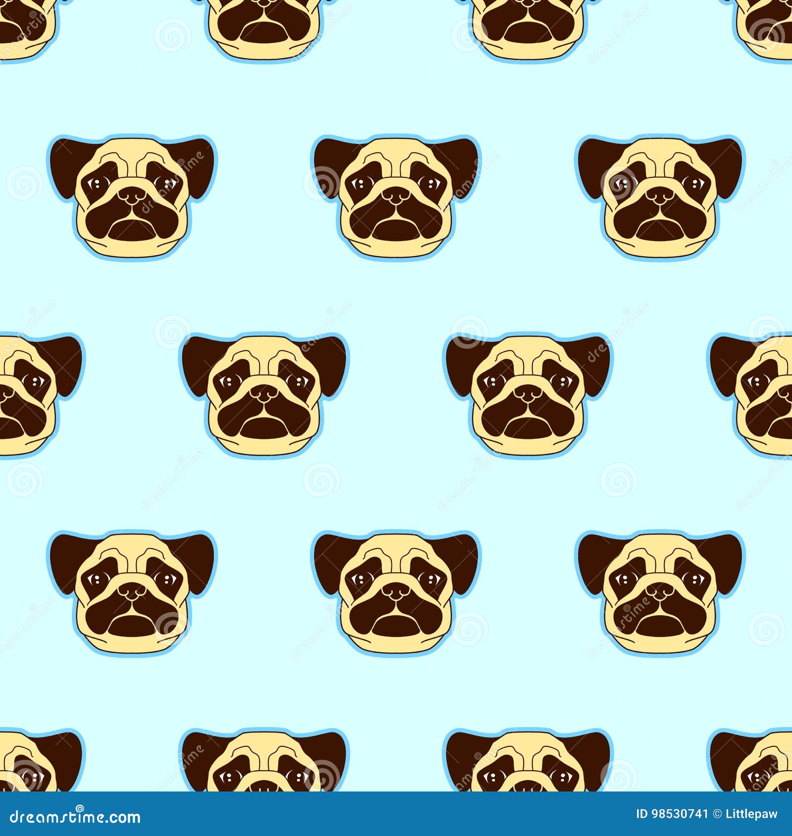 Seamless Pattern with Cute Pug Dog Heads. Texture for Wallpapers Stock  Vector - Illustration of decorative, childlike: 98530741