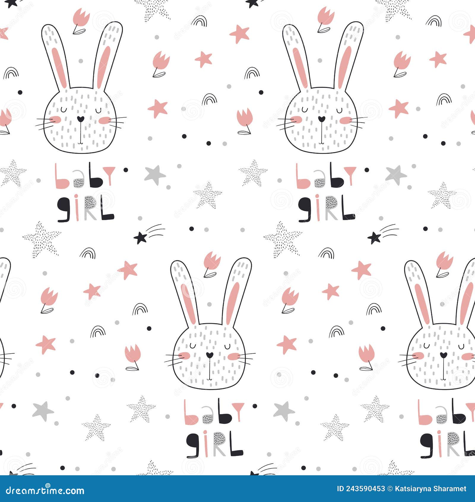 seamless pattern with cute rabbit. 