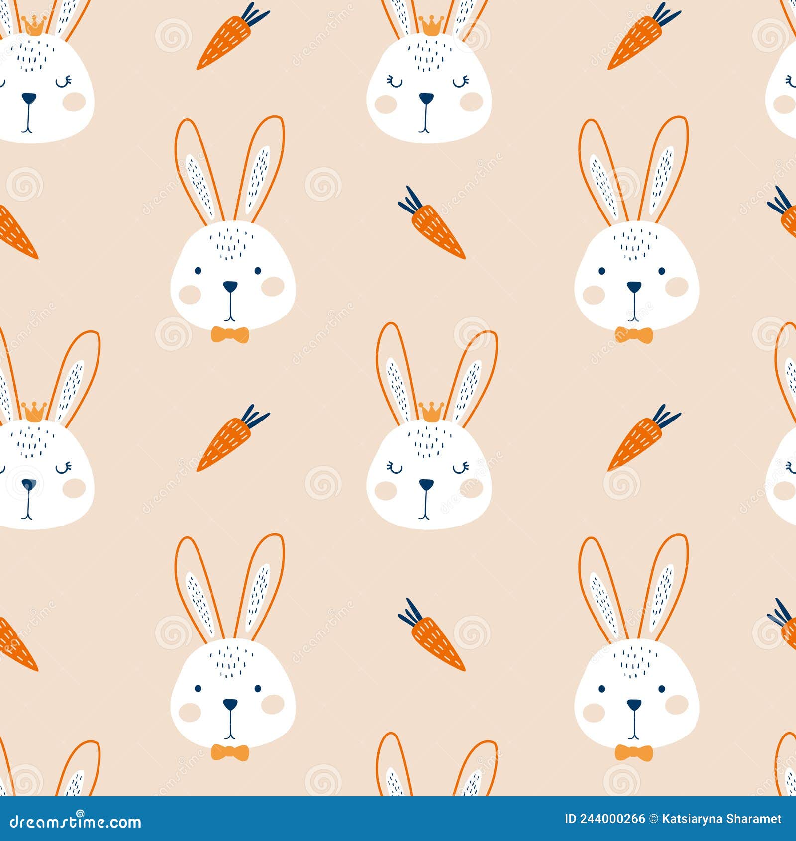 seamless pattern with cute rabbit. 