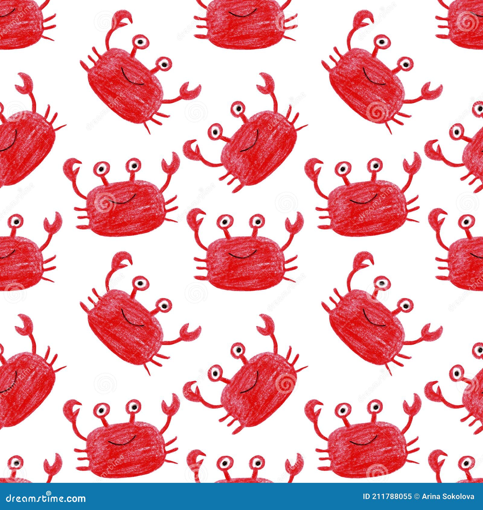 seamless pattern with cute red crabs s.