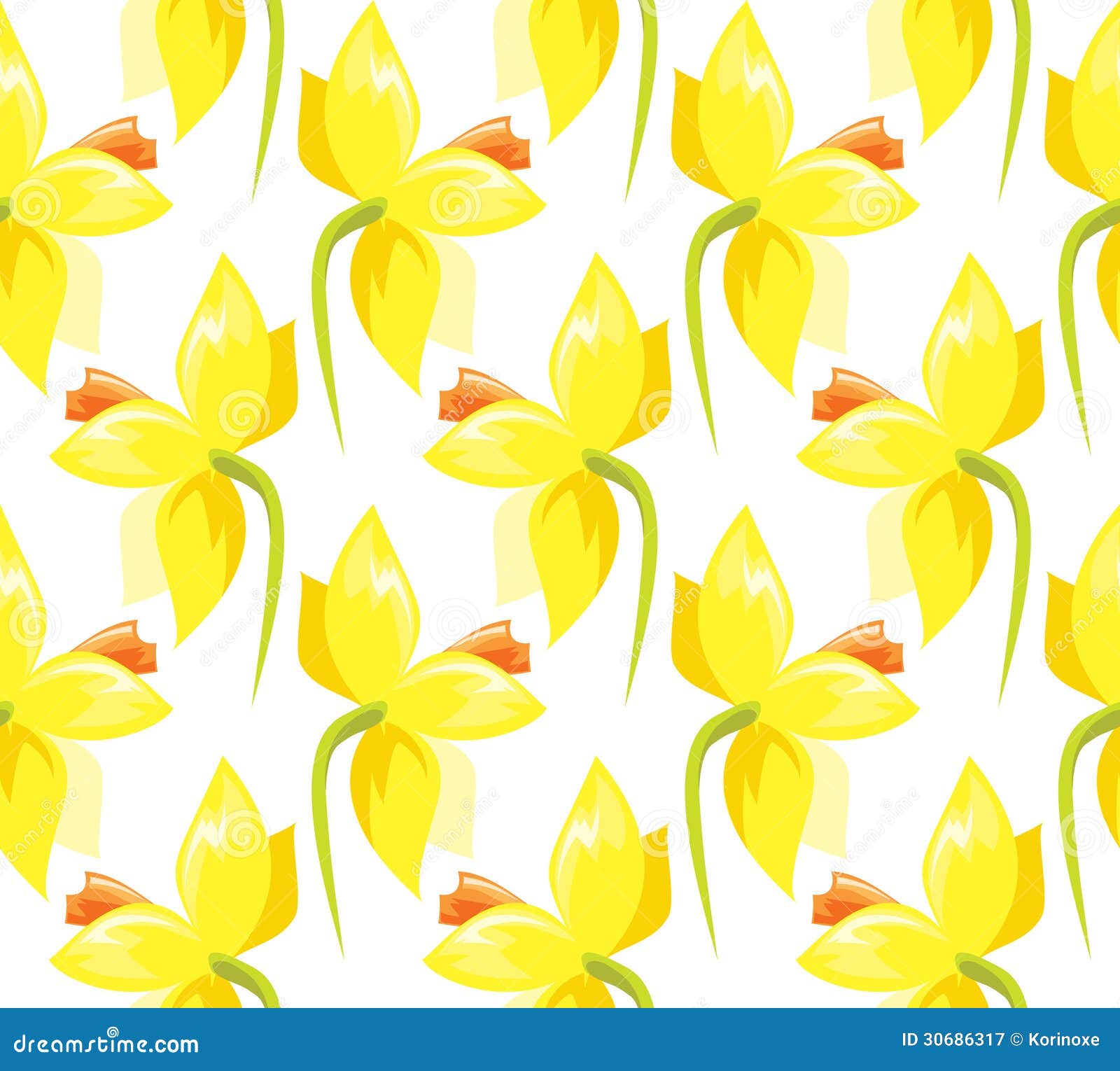 Seamless Pattern with Daffodils Stock Vector Illustration of