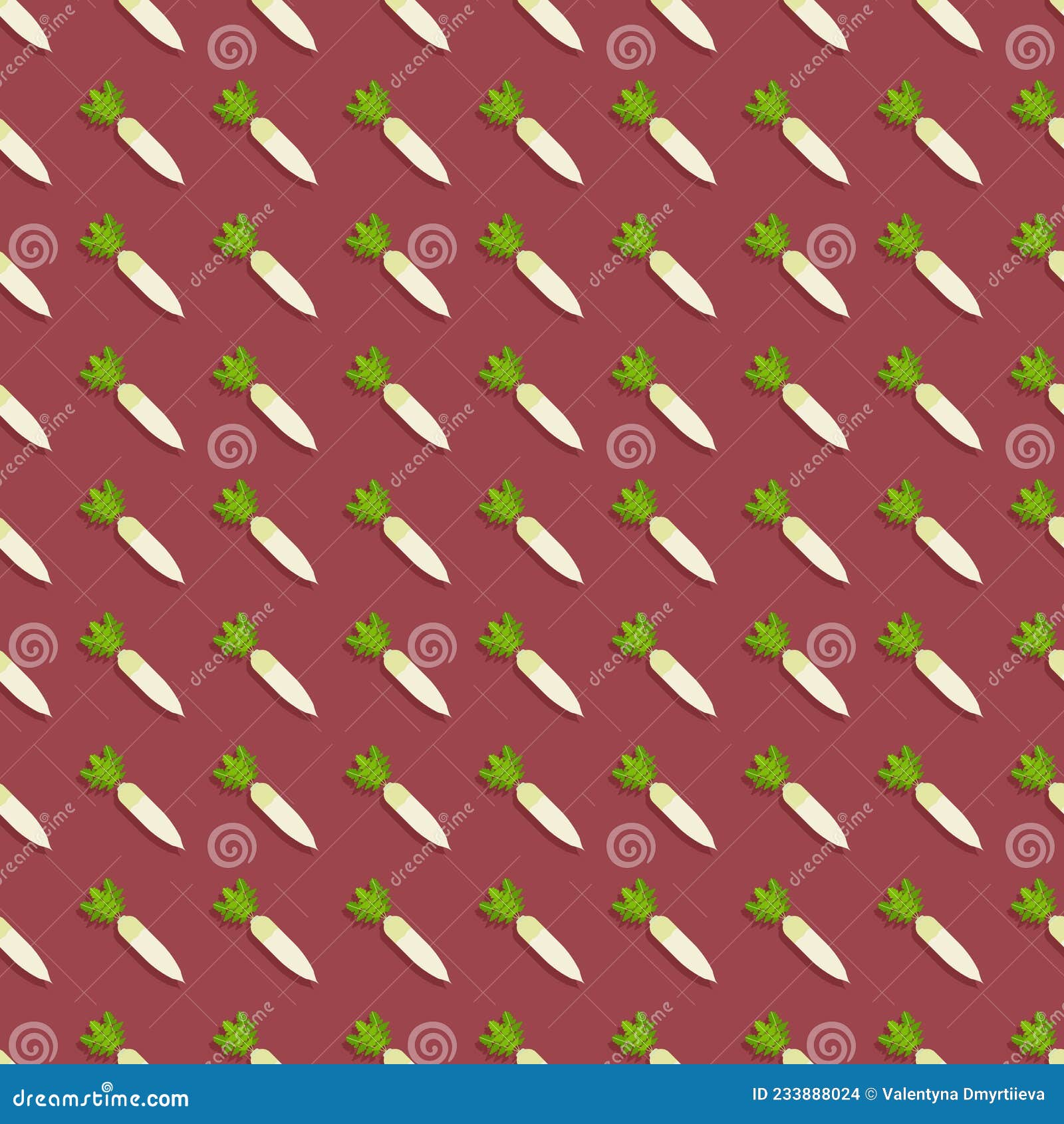 Seamless Pattern of Daikon Radishes. Root Vegetables. Japanese Radon ...