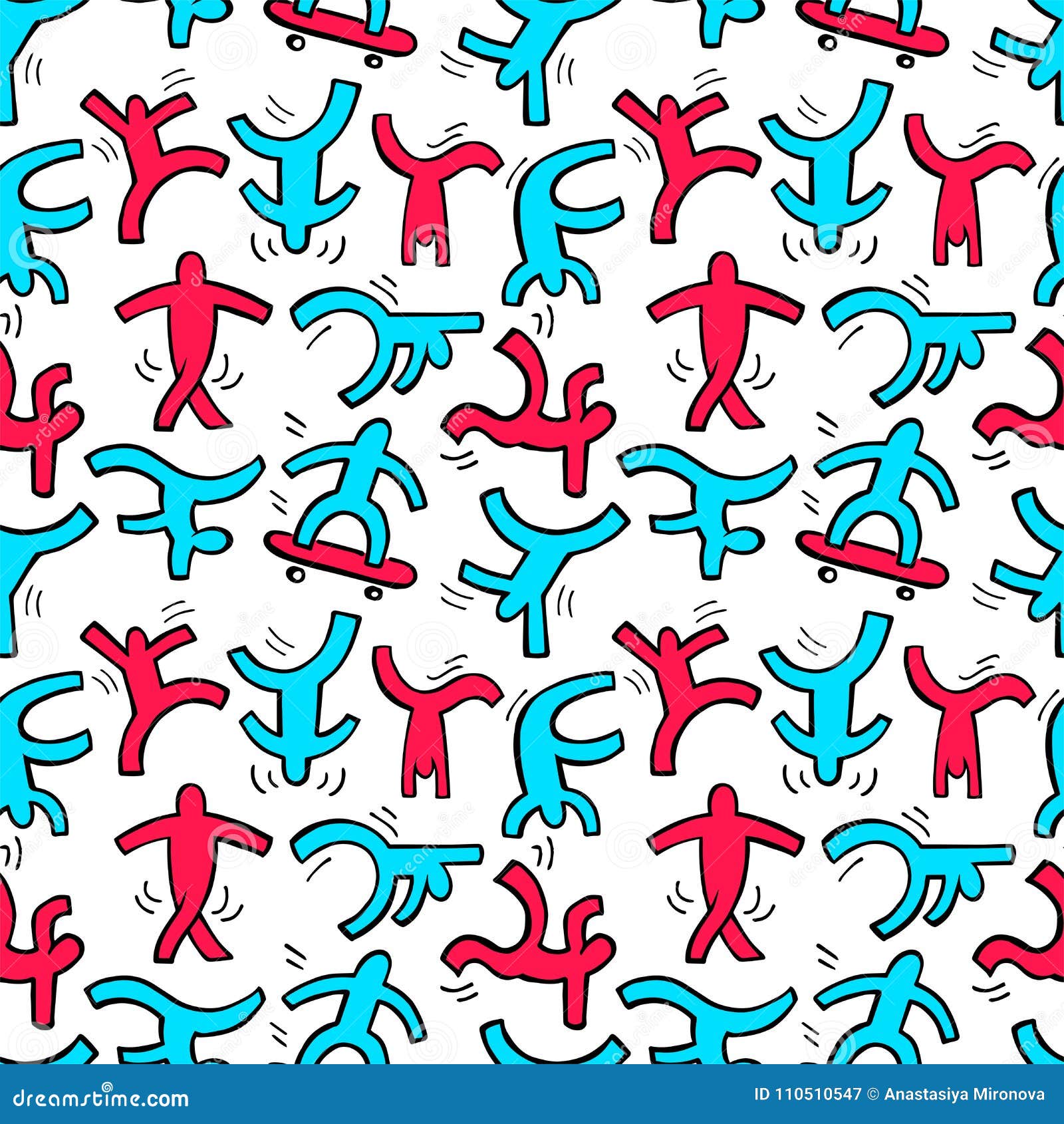 Seamless Pattern with Dancing Figures Stock Vector - Illustration of ...