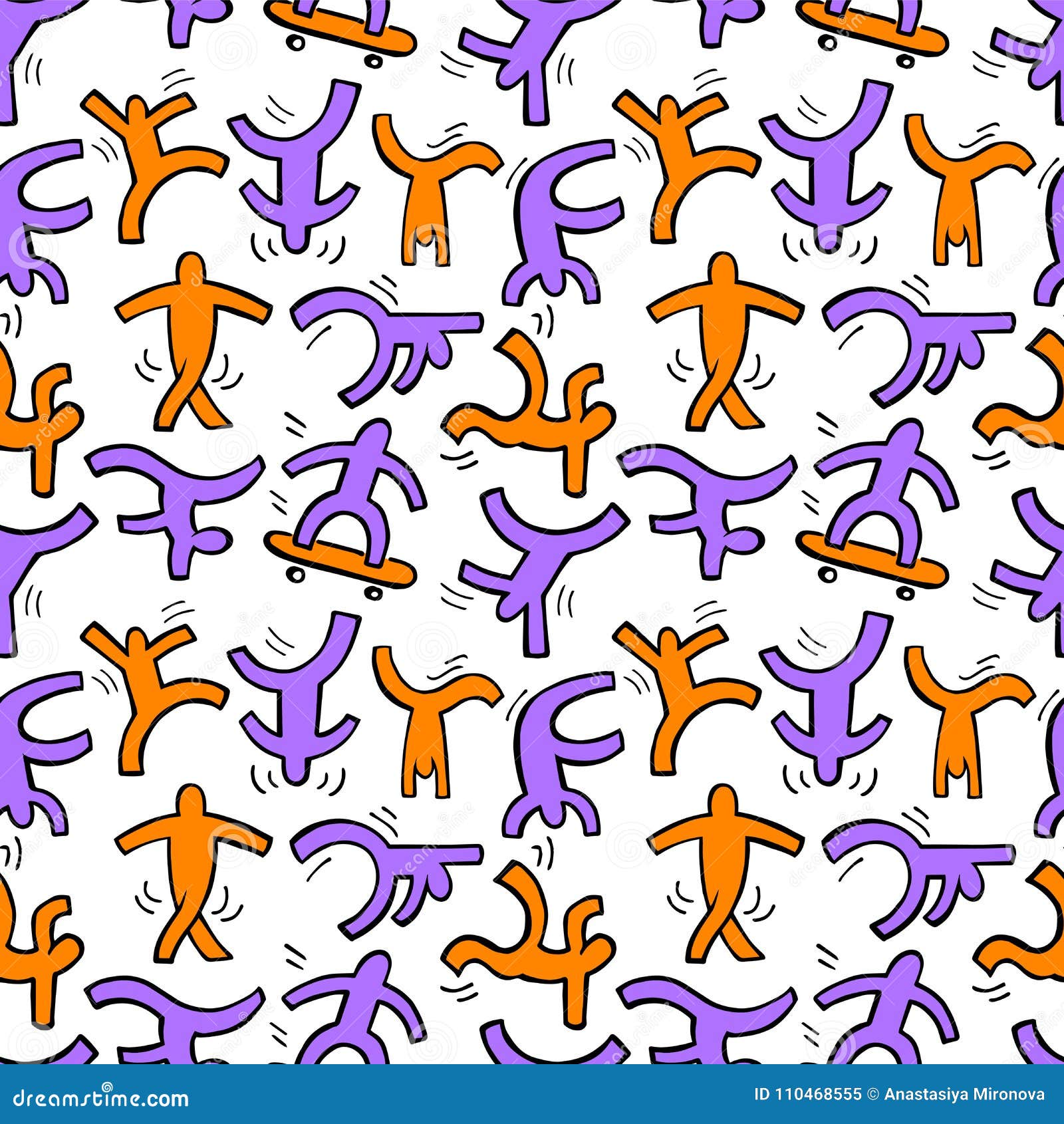 Seamless Pattern with Dancing Figures Stock Vector - Illustration of ...