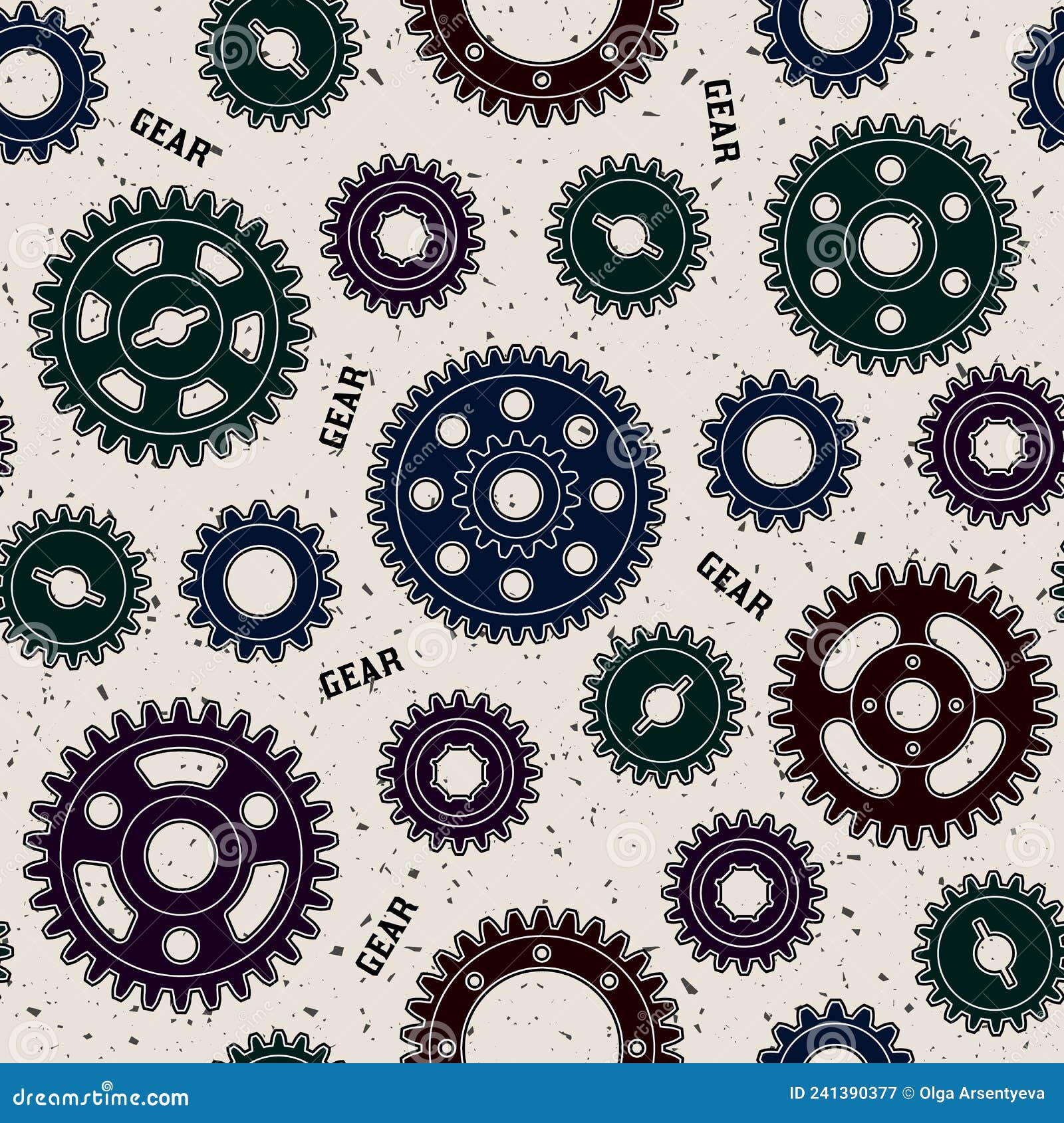 seamless pattern with dark sihouttes of gearwheels