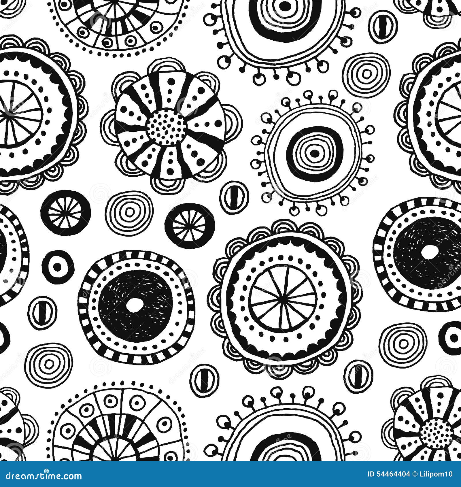 Seamless Pattern of Decorative Design Elements Hand Drawn, Doodles Stock Vector Illustration
